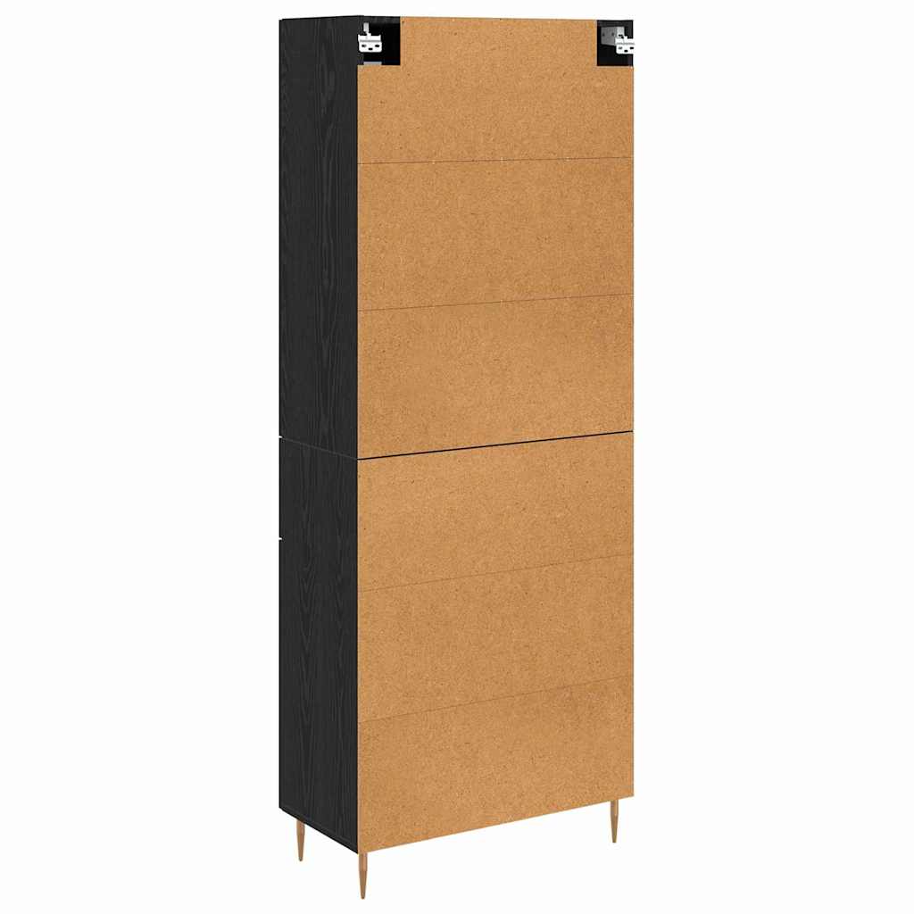 Highboard με συρτάρι 2 pcs Μαύρη Οξυά Επεξεργασμένο ξύλο - Pakobazaar