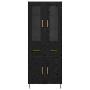 Highboard με συρτάρι 2 pcs Μαύρη Οξυά Επεξεργασμένο ξύλο - Pakobazaar
