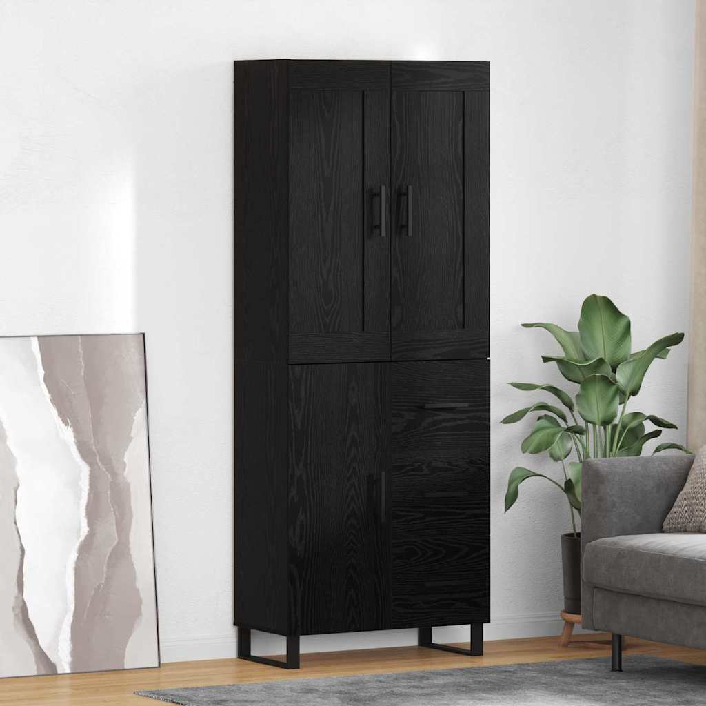 Highboard Μαύρη Οξυά 69,5 x 34 x 180 εκ. Επεξεργασμένο ξύλο - Pakobazaar