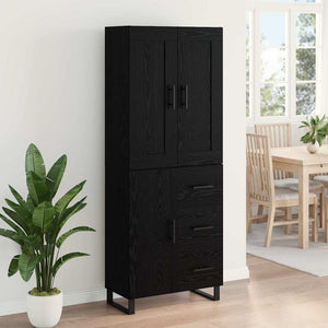 Highboard Μαύρη Οξυά 69,5 x 34 x 180 εκ. Επεξεργασμένο ξύλο - Pakobazaar