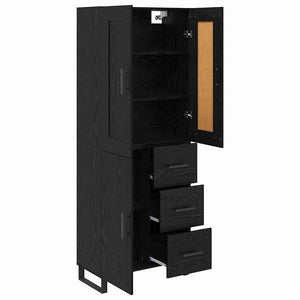Highboard Μαύρη Οξυά 69,5 x 34 x 180 εκ. Επεξεργασμένο ξύλο - Pakobazaar
