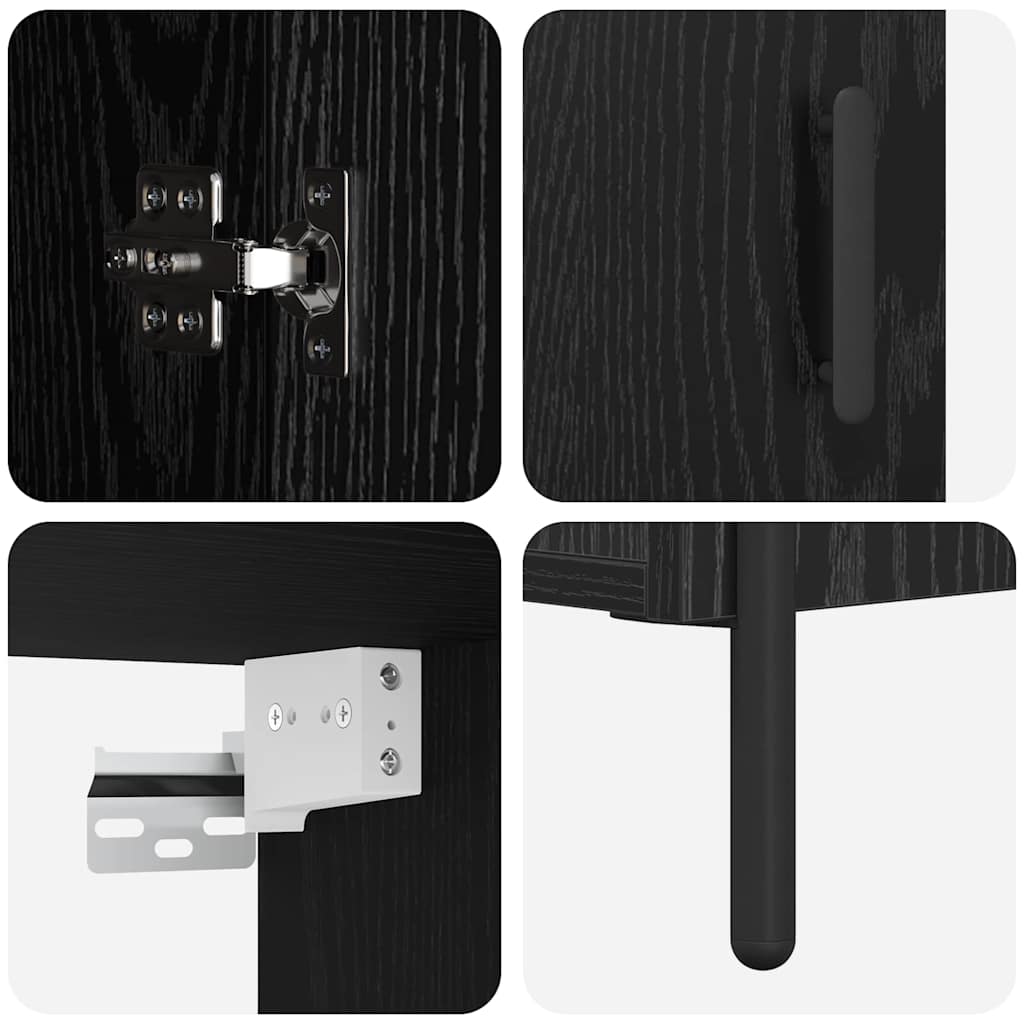 Highboard Μαύρη δρυς 69,5 x 34 x 180 εκ. Επεξεργασμένο ξύλο