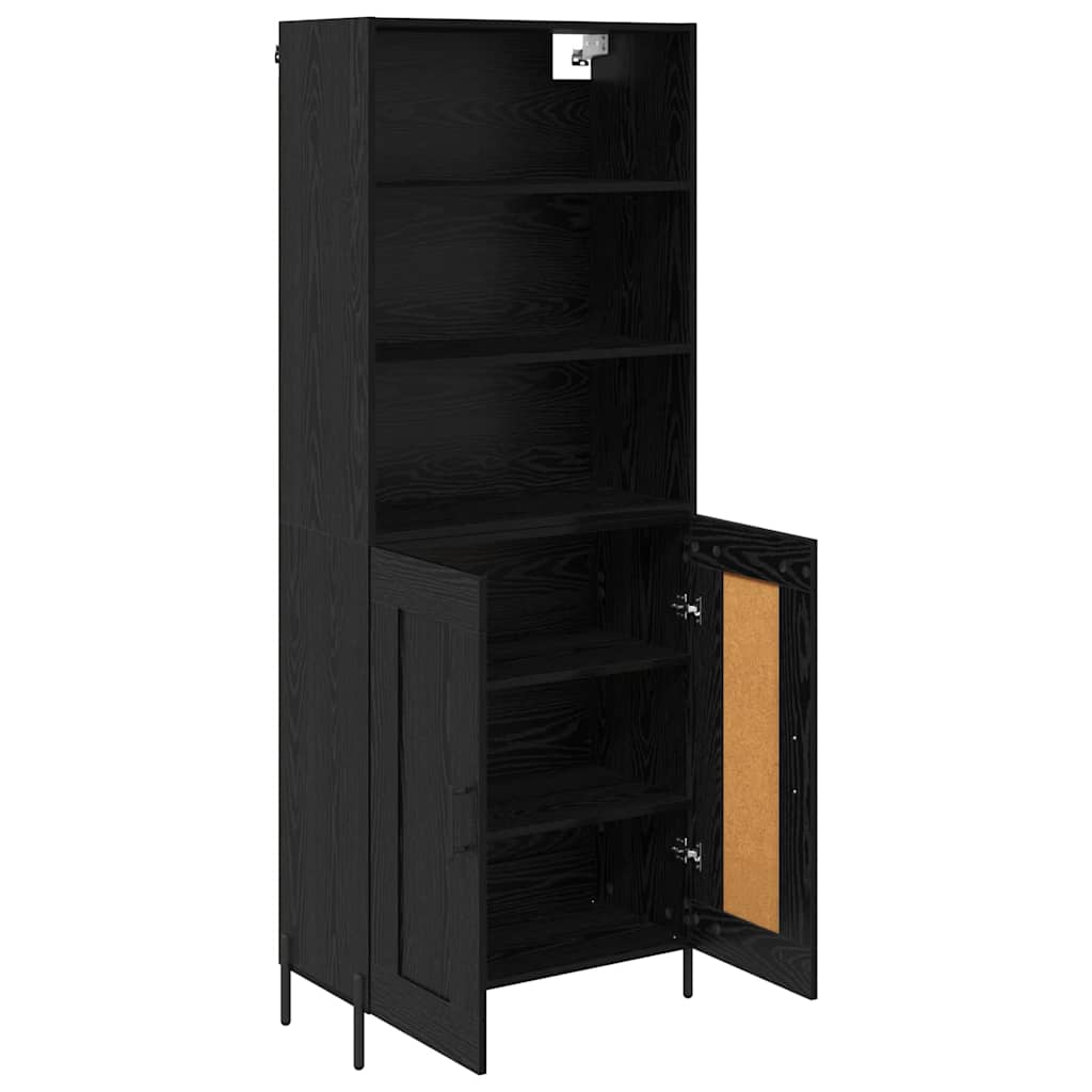 Highboard Μαύρη δρυς 69,5 x 34 x 180 εκ. Επεξεργασμένο ξύλο