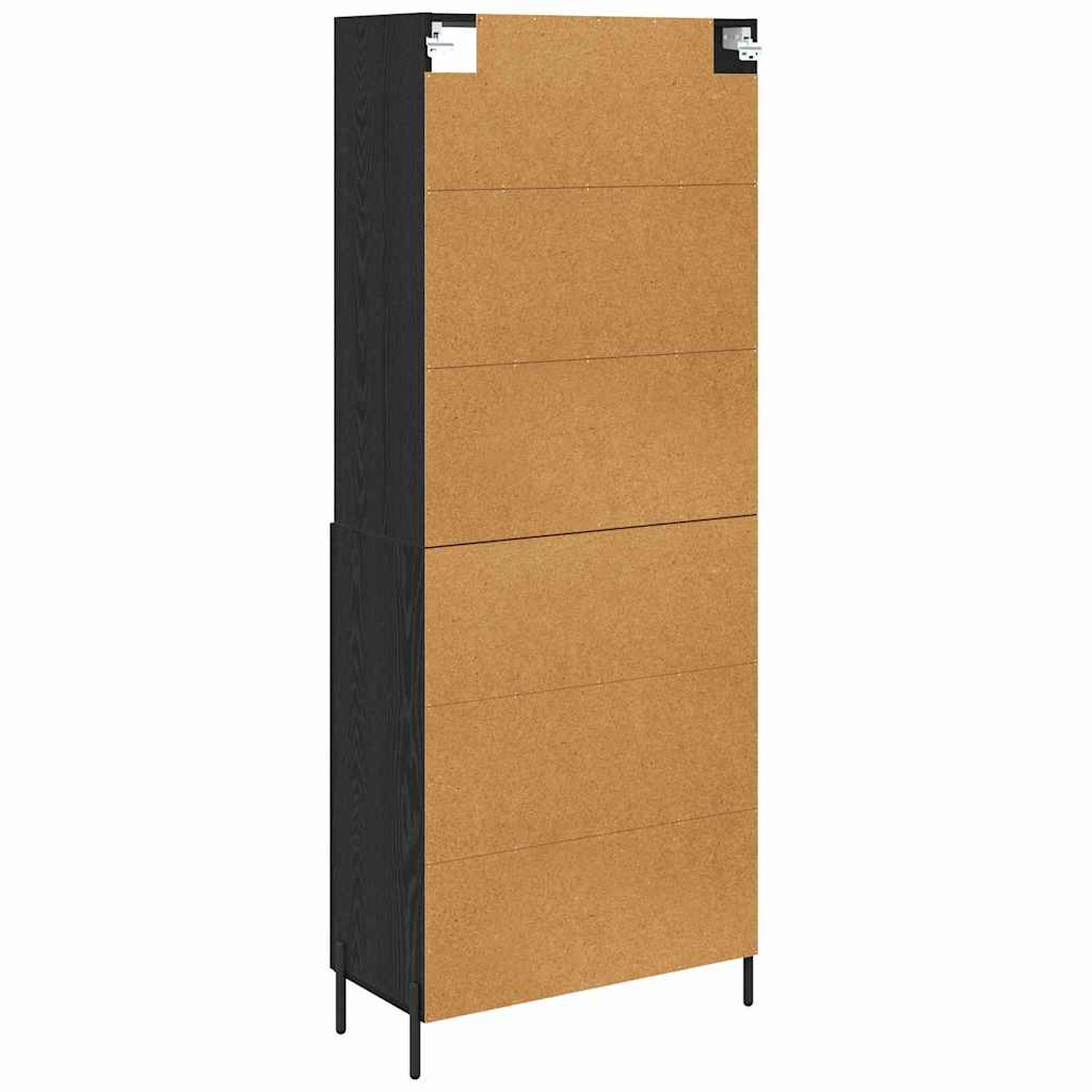 Highboard Μαύρη δρυς 69,5 x 34 x 180 εκ. Επεξεργασμένο ξύλο