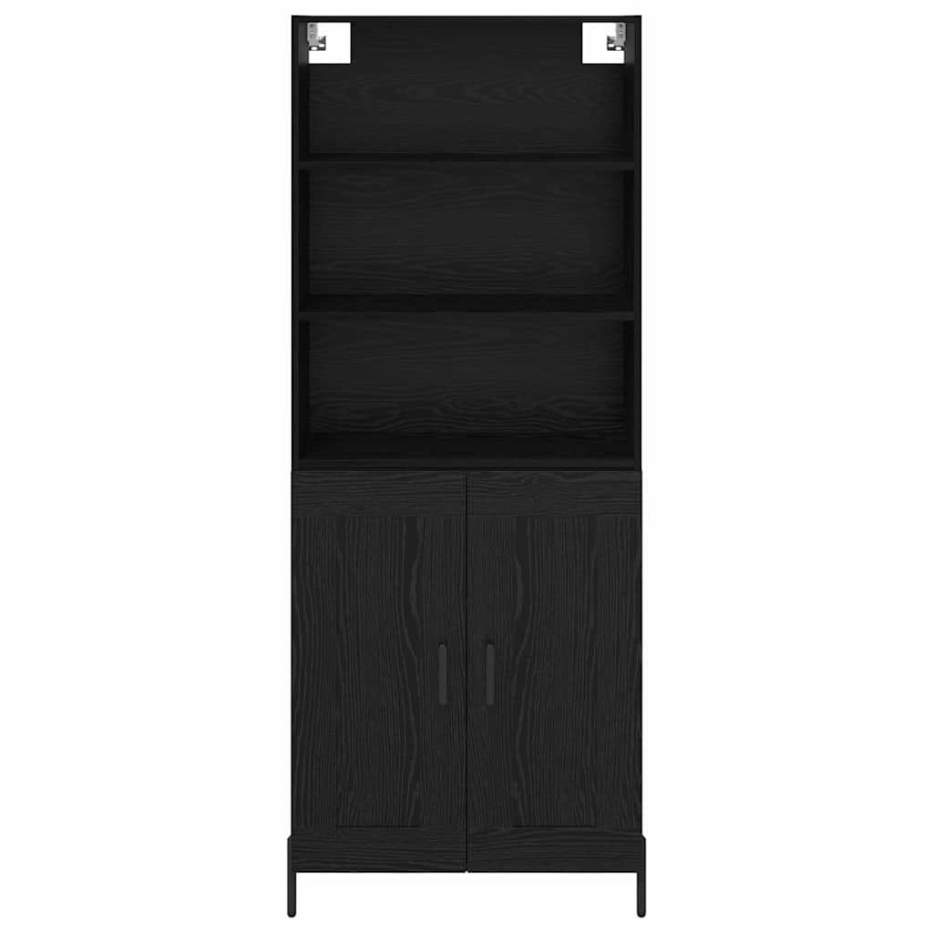 Highboard Μαύρη δρυς 69,5 x 34 x 180 εκ. Επεξεργασμένο ξύλο