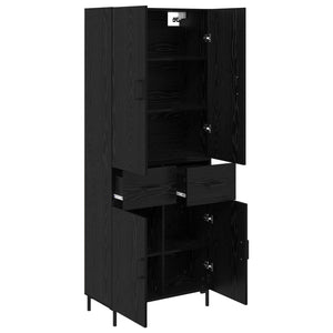 Highboard Μαύρη Οξυά 69,5 x 34 x 180 εκ. Επεξεργασμένο Ξύλο