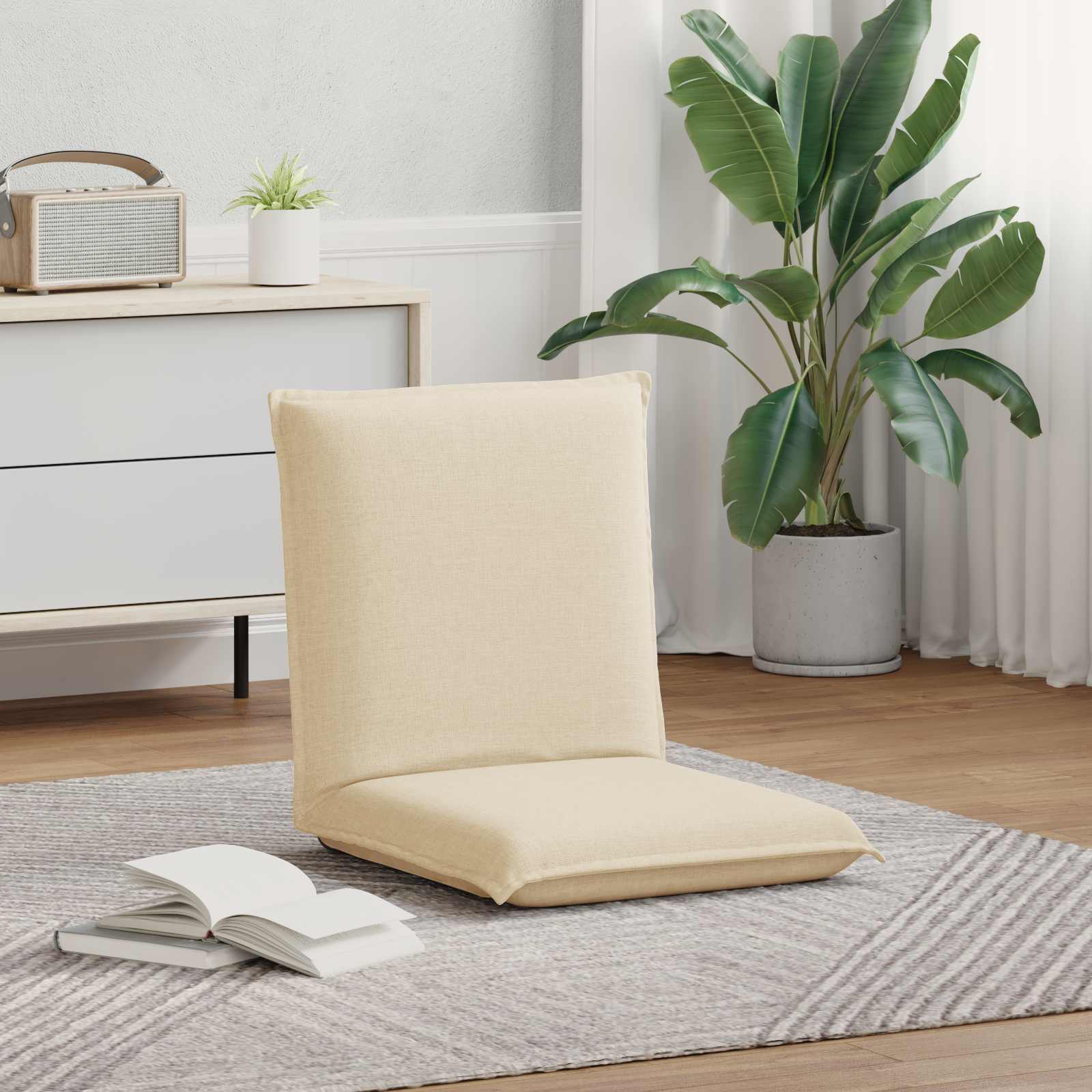 Καρέκλα Δαπέδου Κρεμ 54 x 64 x 59 εκ. ύφασμα - Pakobazaar