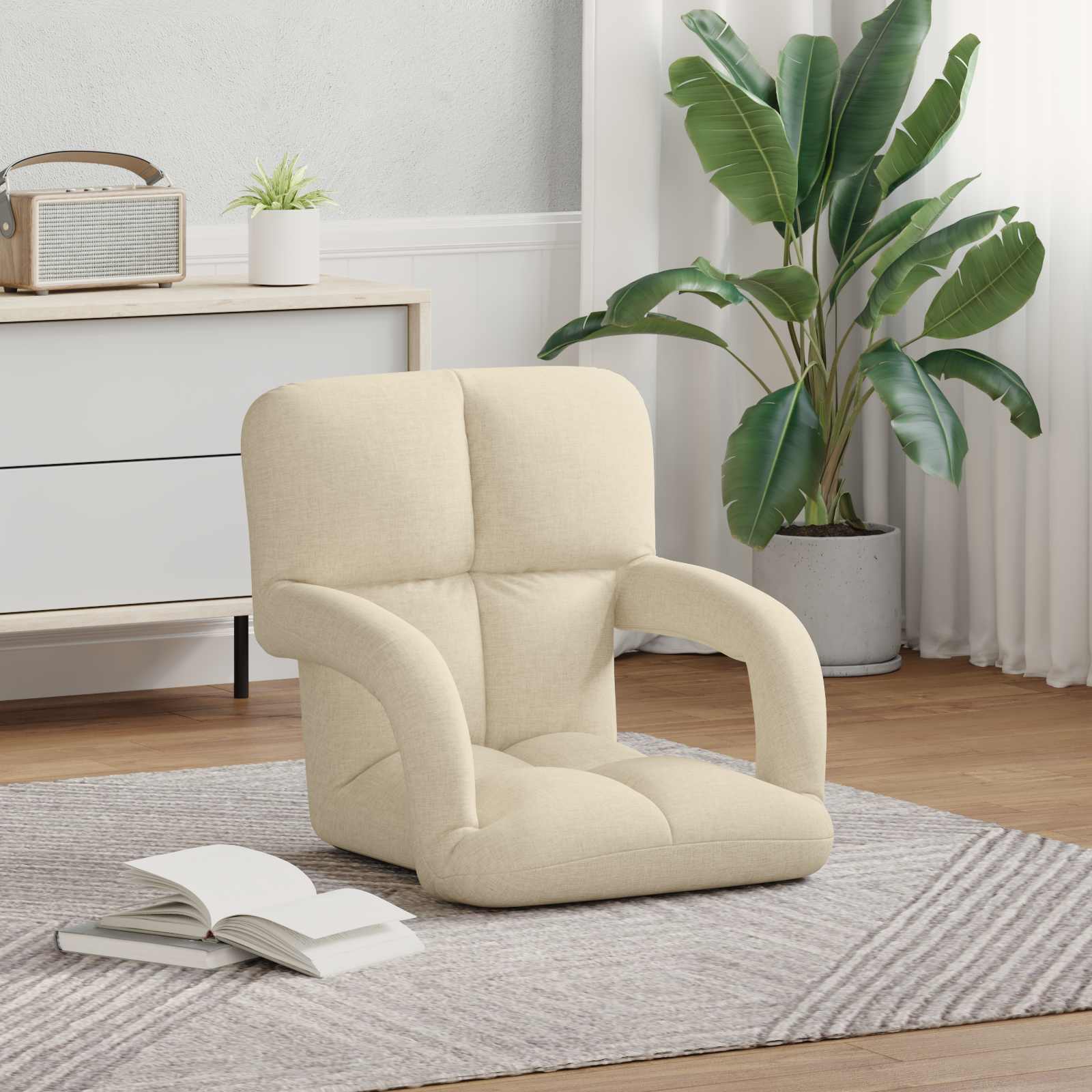Ρυθμιζόμενη Πολυθρόνα Δαπέδου Κρεμ 58 x 62 x 58 εκ Ύφασμα - Pakobazaar