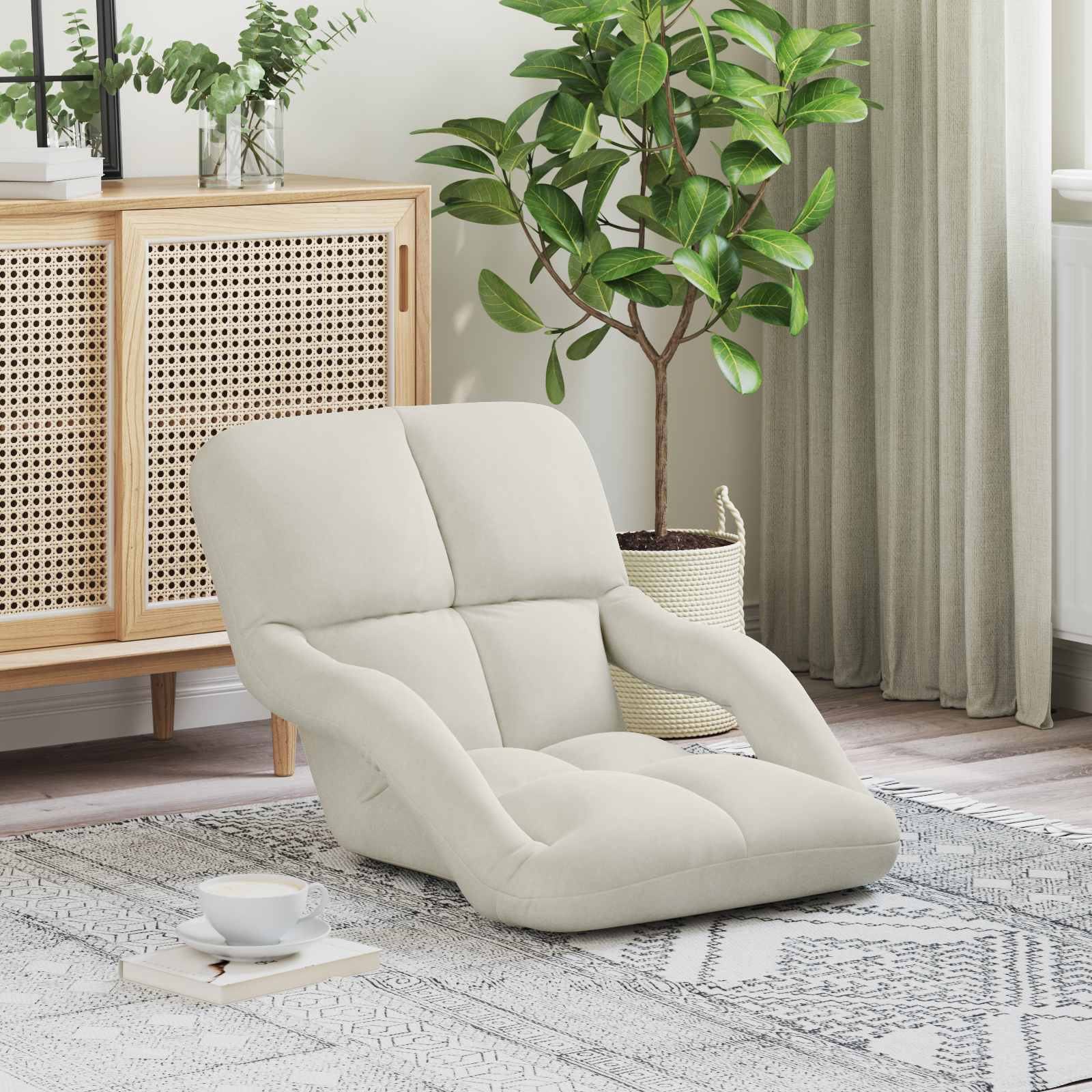 Καρέκλα Δαπέδου Κρεμ 58 x 62 x 58 εκ Βελούδο - Pakobazaar