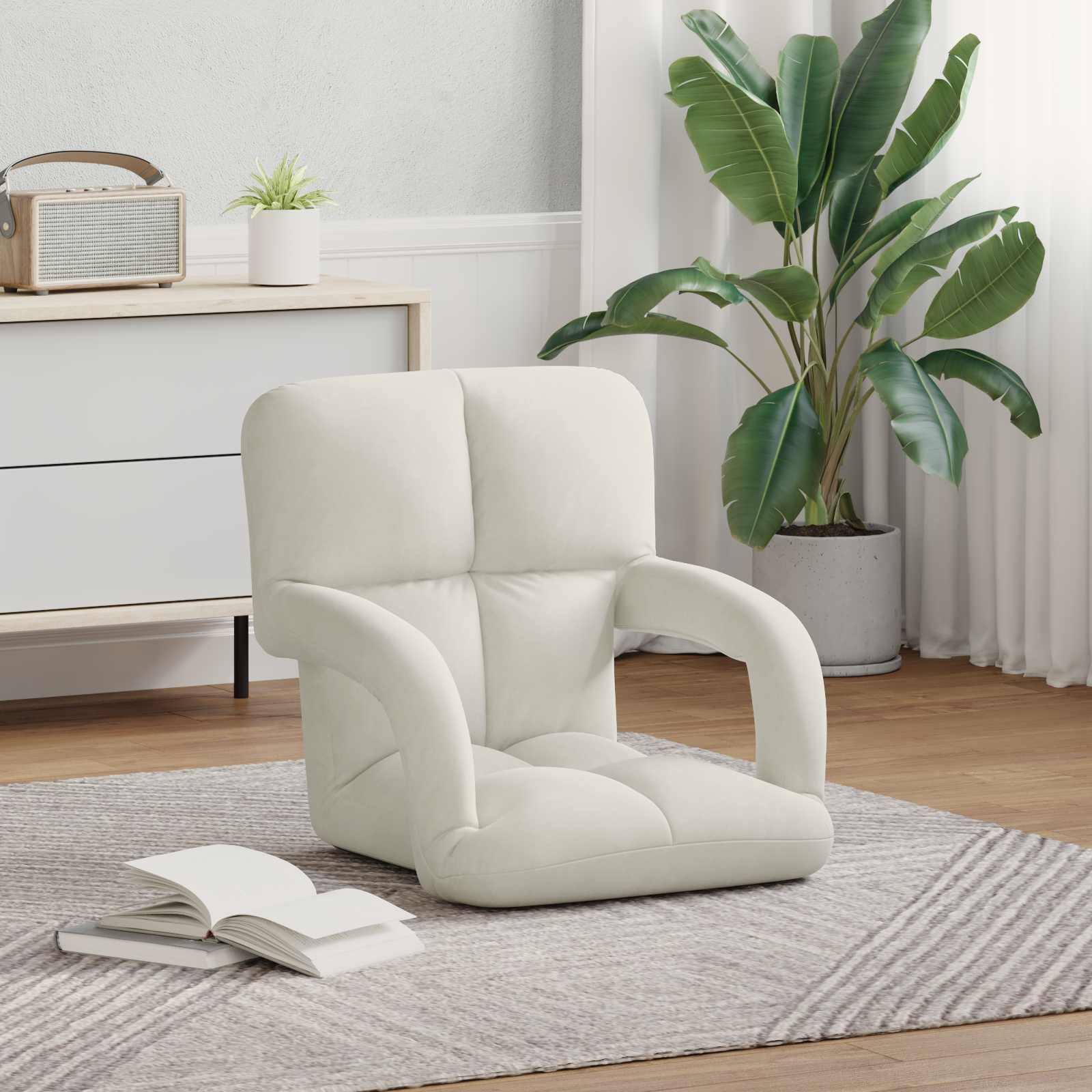 Καρέκλα Δαπέδου Κρεμ 58 x 62 x 58 εκ Βελούδο - Pakobazaar