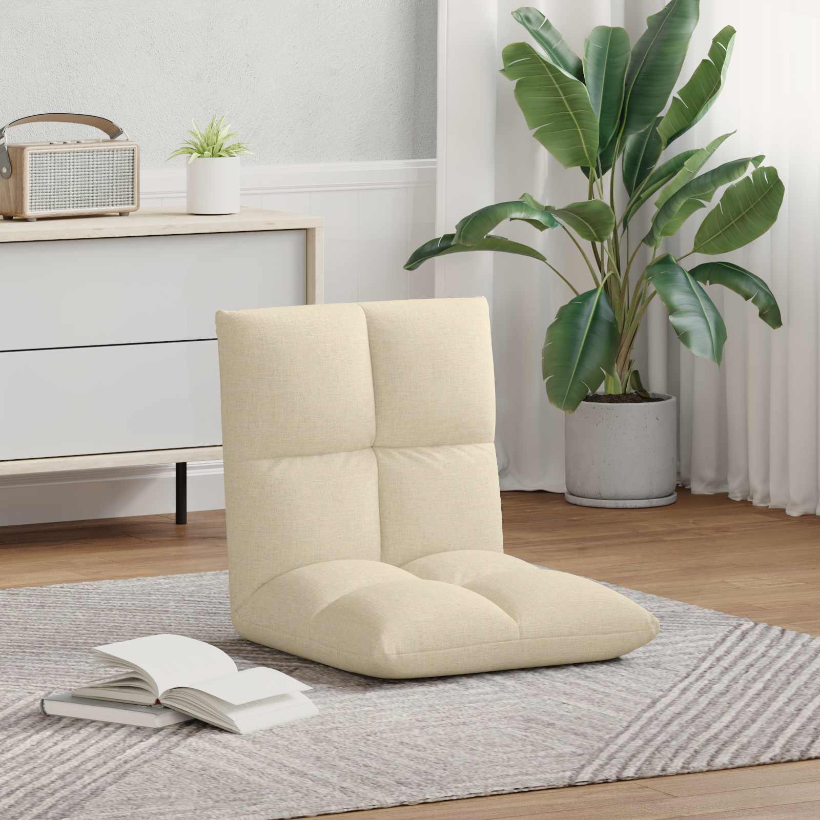 Καρέκλα Δαπέδου Κρεμ 50 x 61 x 57 εκ ύφασμα - Pakobazaar