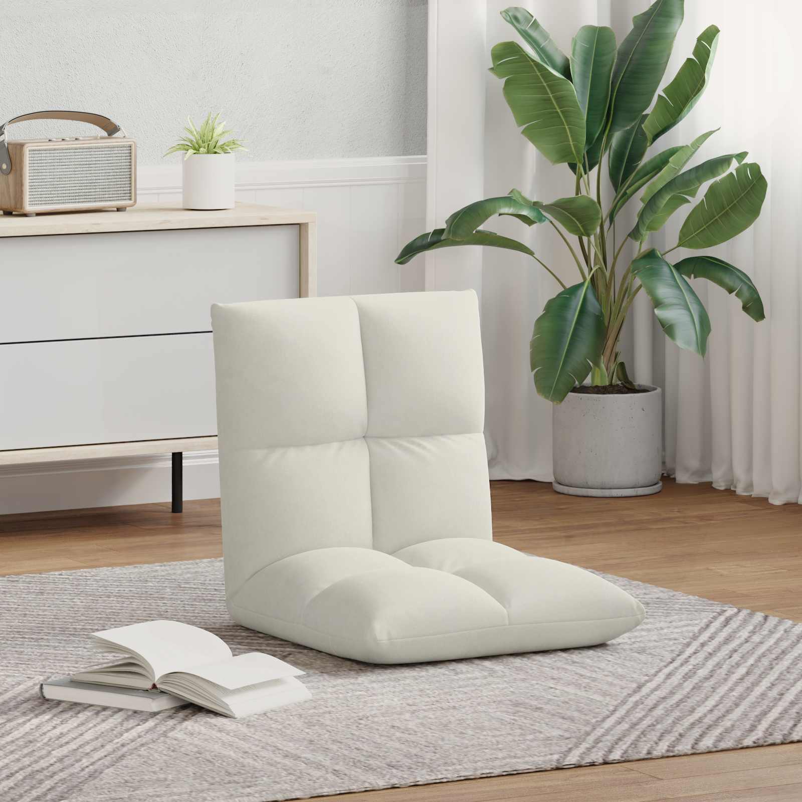 Καρέκλα Δαπέδου Κρεμ 50 x 61 x 57 εκ Βελούδο - Pakobazaar