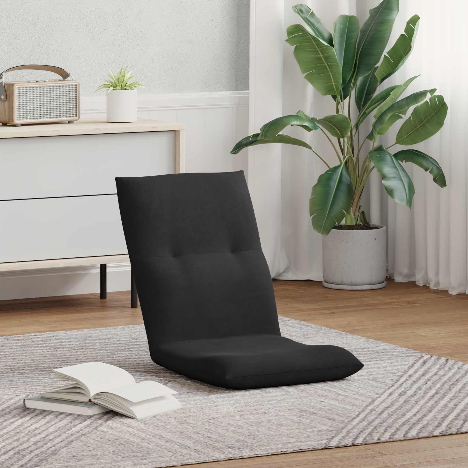 Καρέκλα Δαπέδου Μαύρο 46 x 50 x 61 εκ. Βελούδο - Pakobazaar