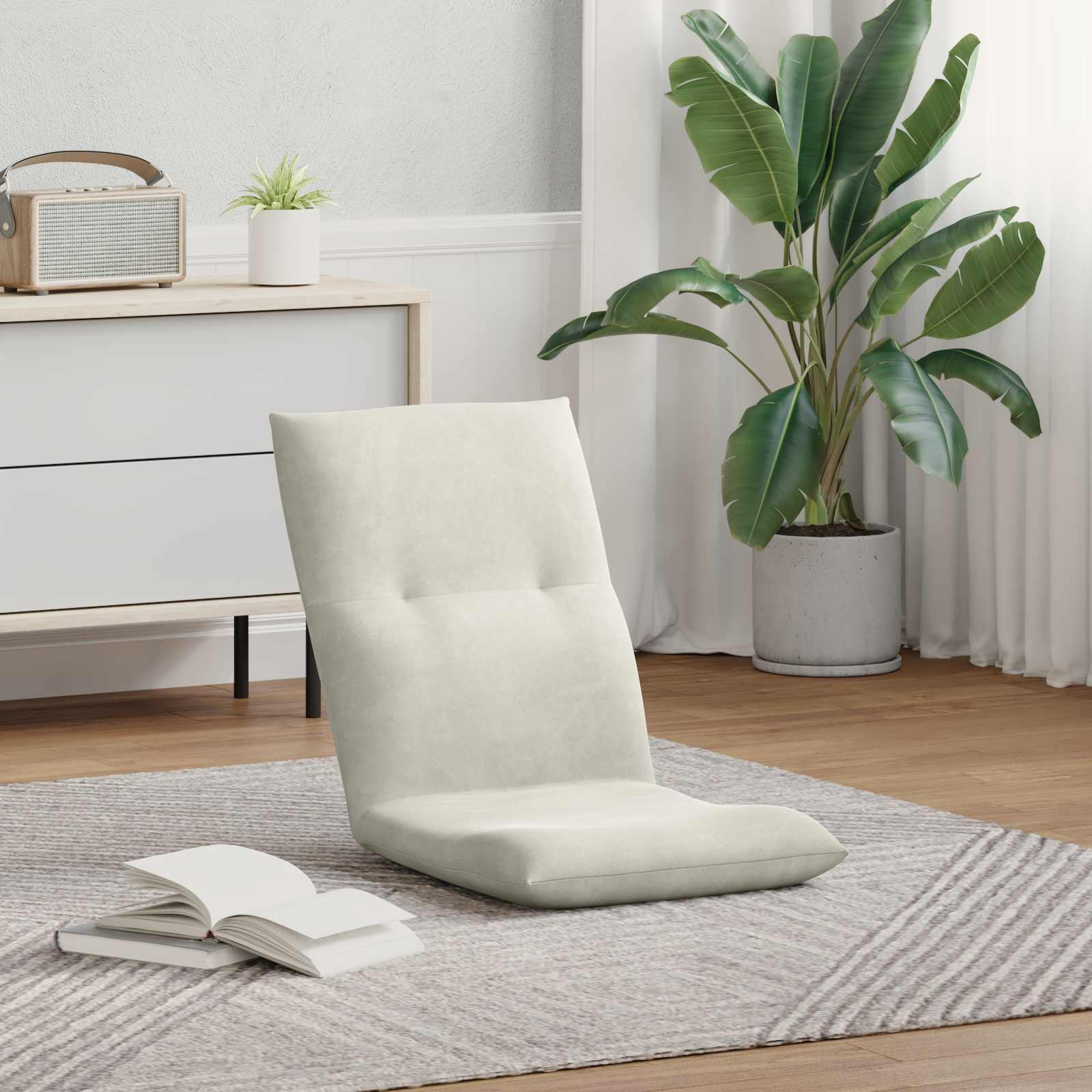 Καρέκλα Δαπέδου Κρεμ 46 x 50 x 61 εκ. Βελούδο - Pakobazaar