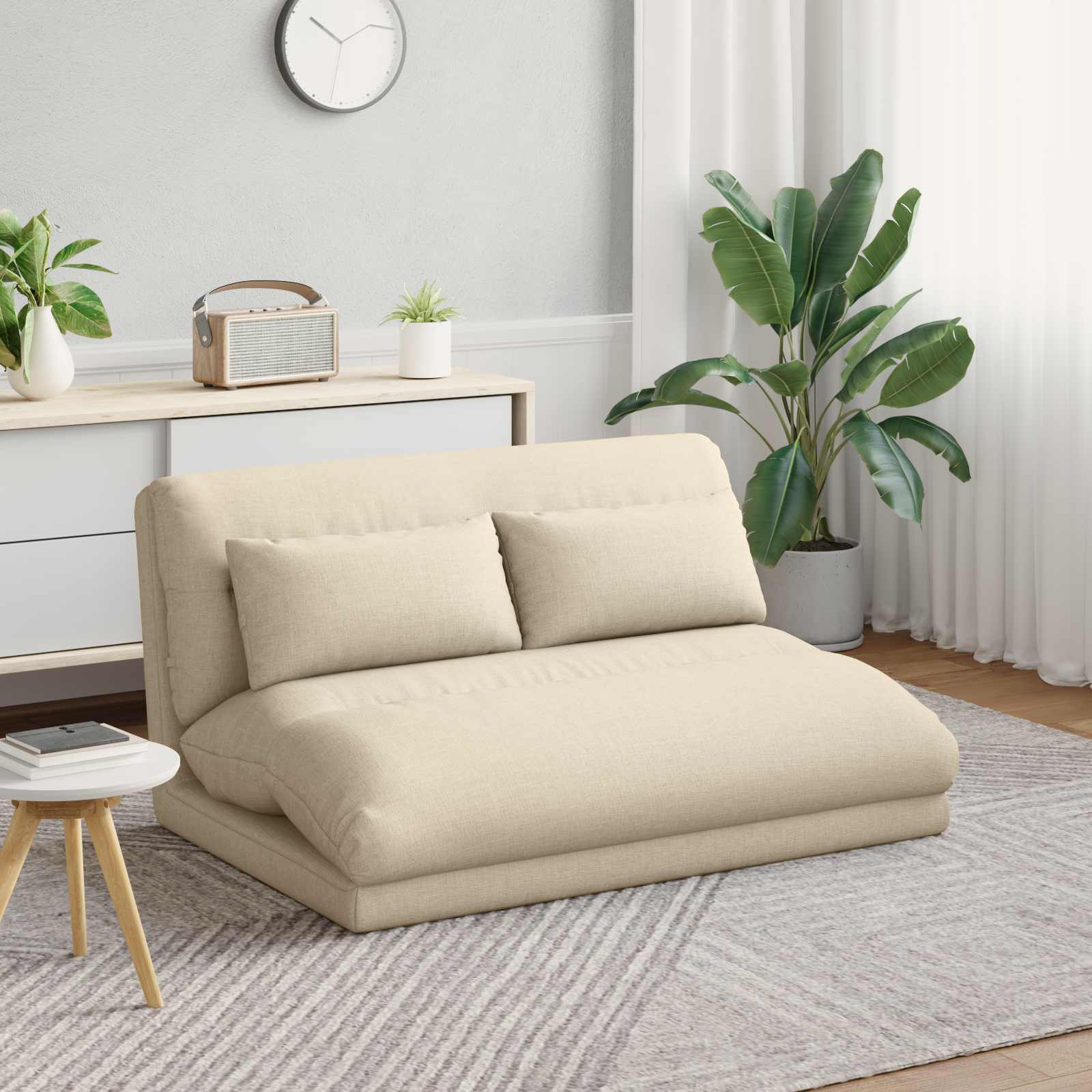 Καρέκλα Δαπέδου Κρεμ 110 x 82 x 55 εκ ύφασμα - Pakobazaar