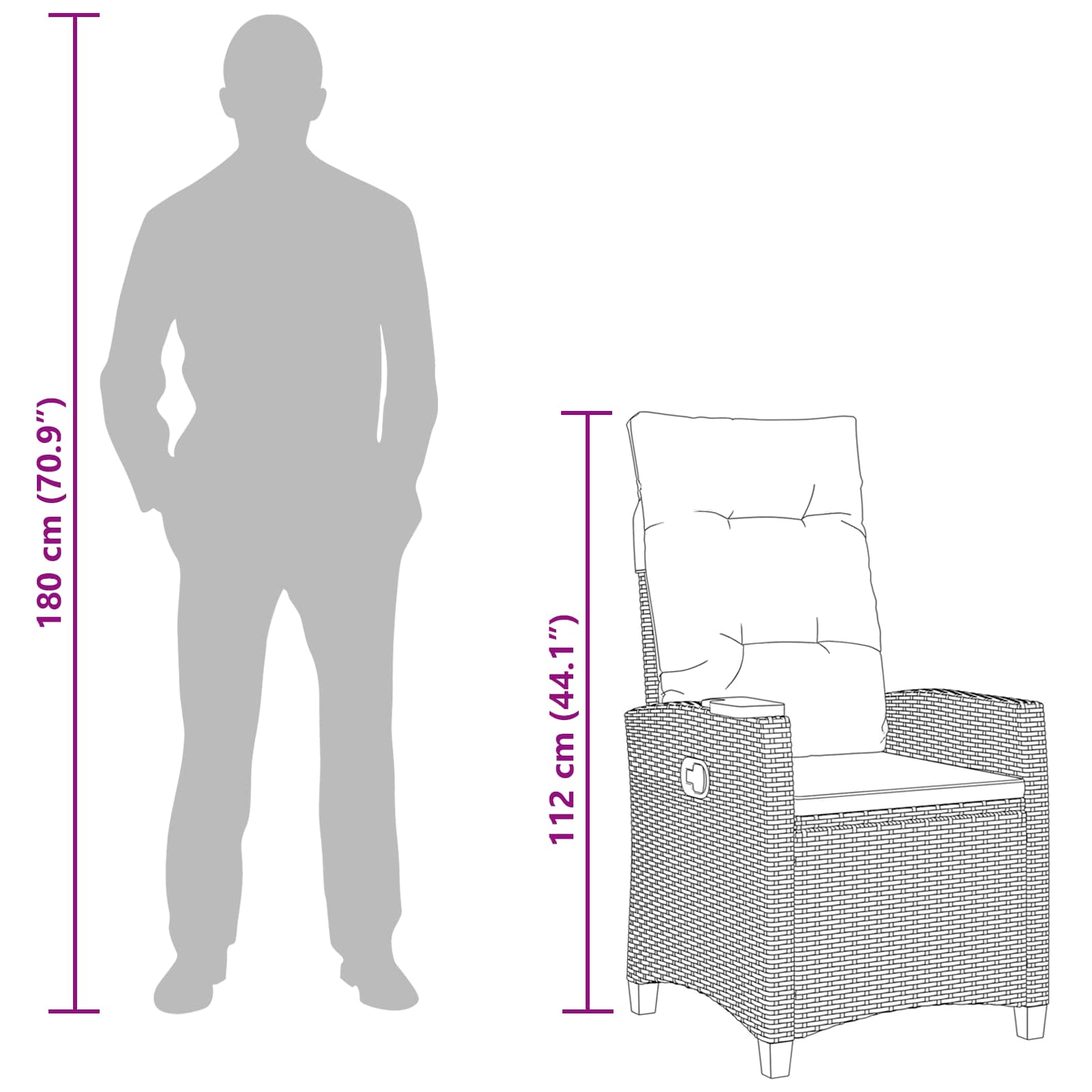 Ρυθμιζόμενη καρέκλα με επιτραπέζιο τσάι 62 x 64 x 112 εκ.