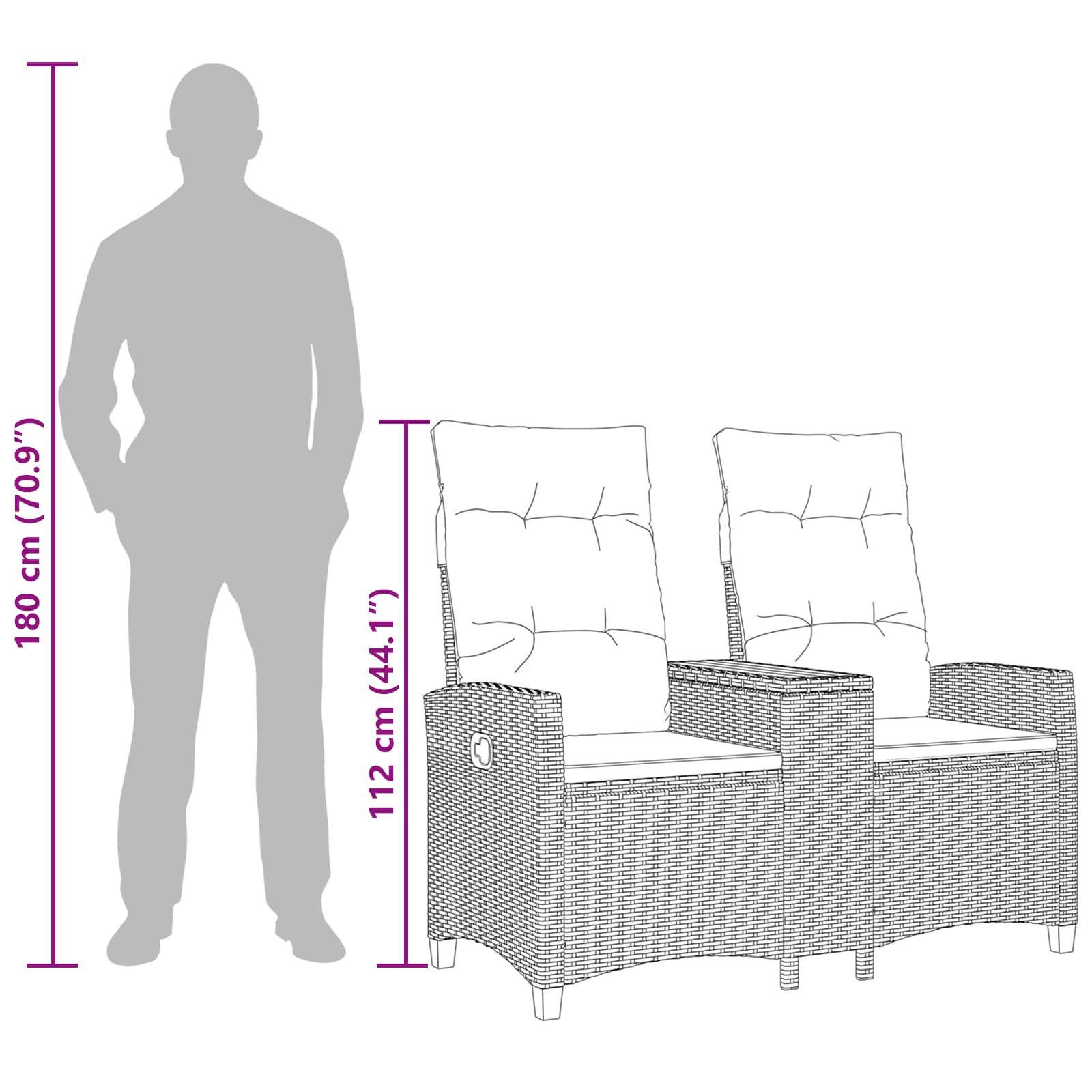 Ρυθμιζόμενος Πάγκος με Τραπέζι με μαξιλάρι Μαύρο και Κρεμ Λευκό