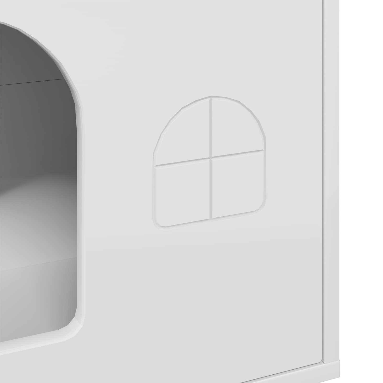 Σπίτι Γάτας Λαμπερό Λευκό 51 x 30 x 52 εκ. Επεξεργασμένο ξύλο