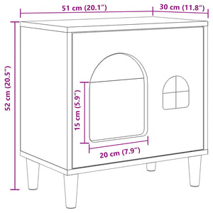 Σπίτι Γάτας Καπνιστό Δρύς 51 x 30 x 52 εκ. Επεξεργασμένο Ξύλο