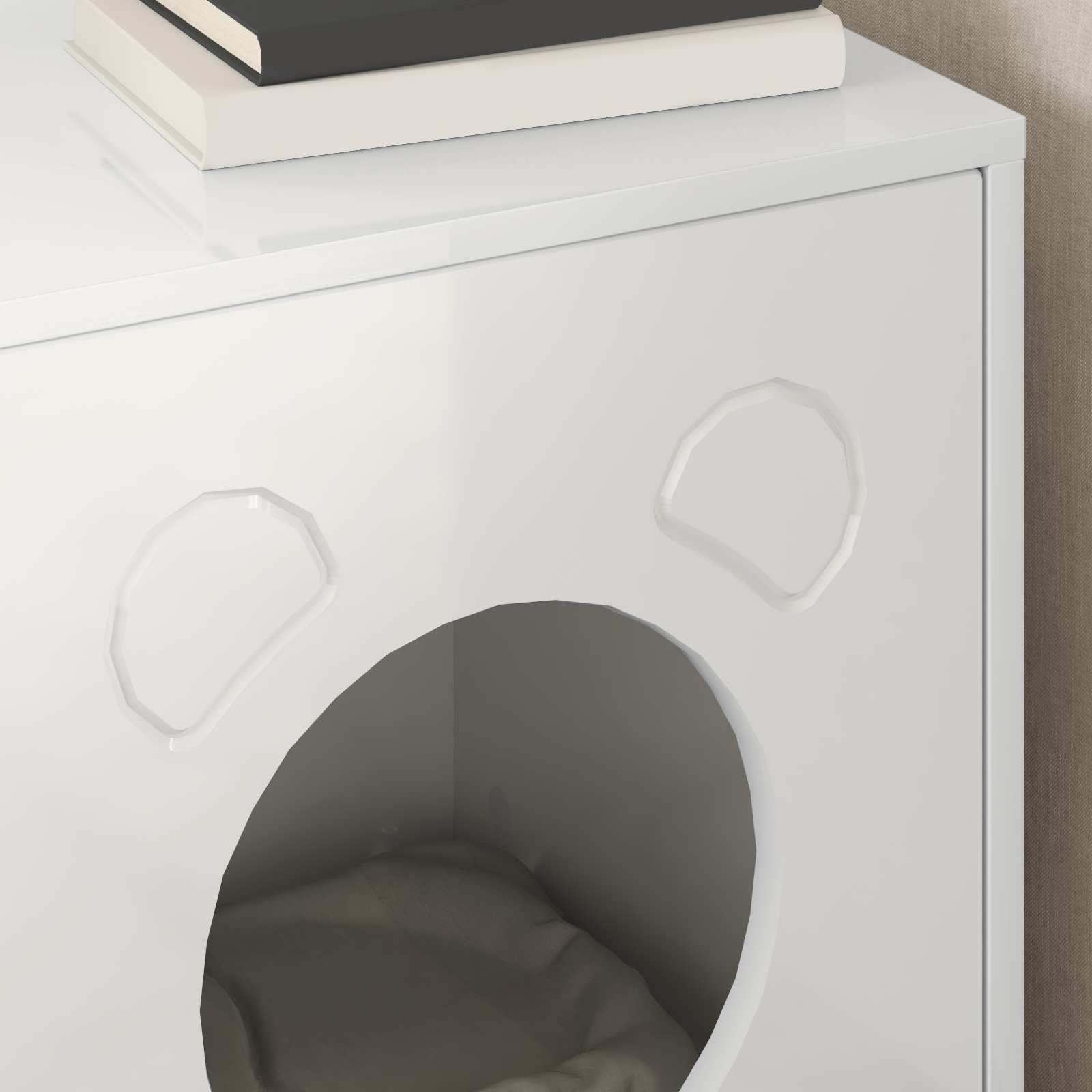 Σπίτι Γάτας Λαμπερό Λευκό 42,5 x 40 x 53 εκ Επεξεργασμένο ξύλο