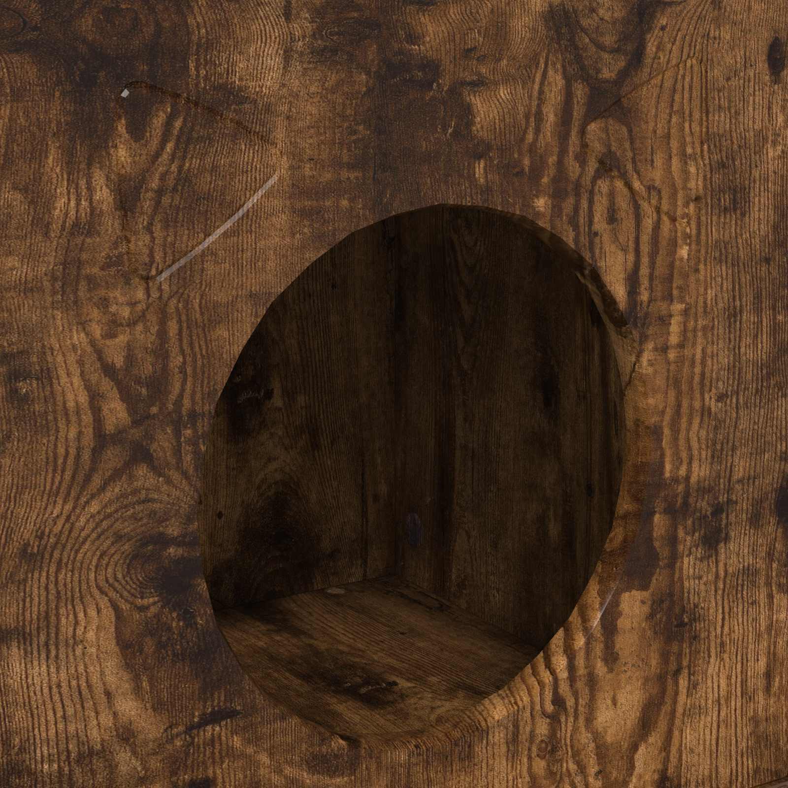 Σπίτι Γάτας Καπνιστό Δρύς 72 x 42.5 x 70 εκ. Επεξεργασμένο ξύλο