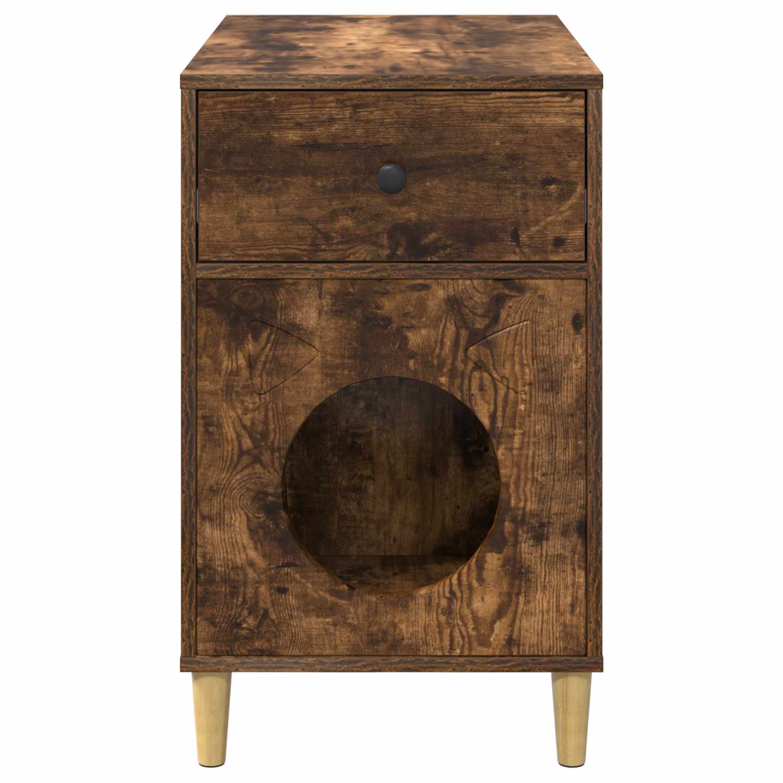 Σπίτι Γάτας Καπνιστό Δρύς 72 x 42.5 x 70 εκ. Επεξεργασμένο ξύλο