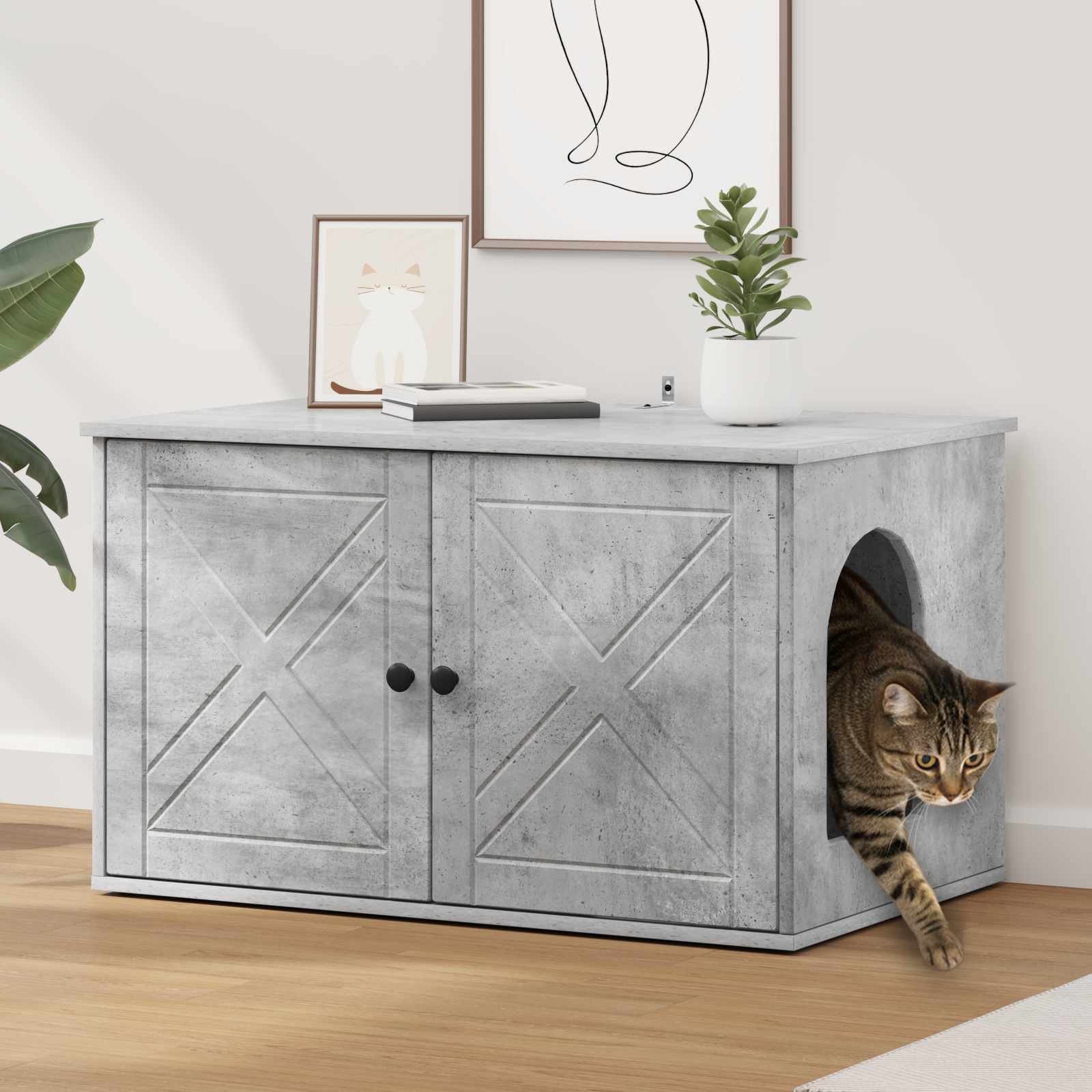 Σπίτι Γάτας Σκυρόδεμα 85 x 55 x 50 εκ. Επεξεργασμένο ξύλο