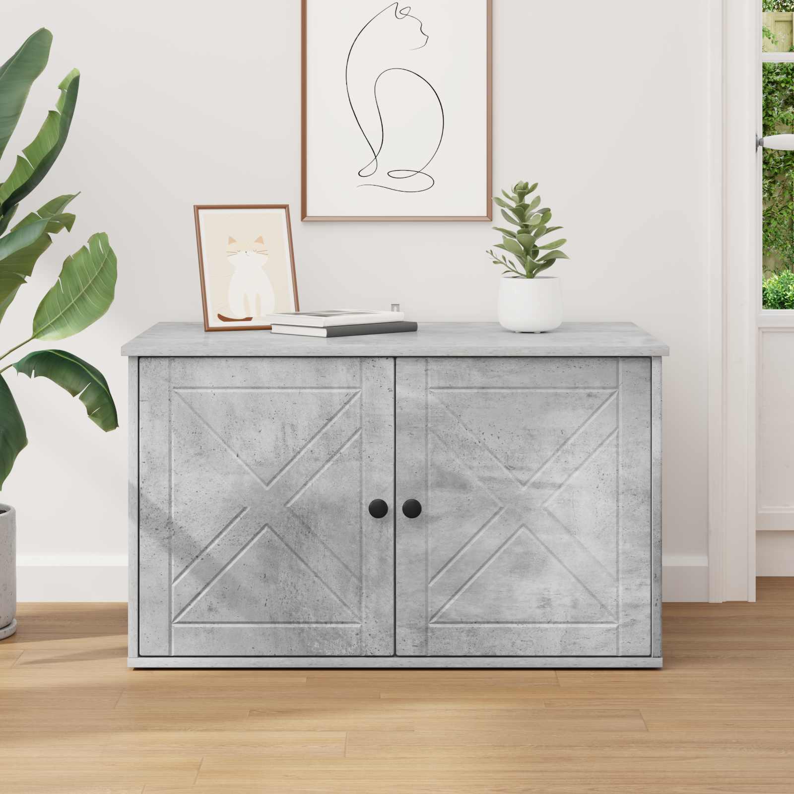 Σπίτι Γάτας Σκυρόδεμα 85 x 55 x 50 εκ. Επεξεργασμένο ξύλο