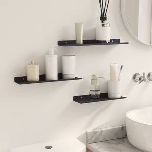 Ράφι Τοίχου με ράφι Επιτοίχιο 3 pcs Μαύρο 80 x 18 x 2.5 εκ - Pakobazaar
