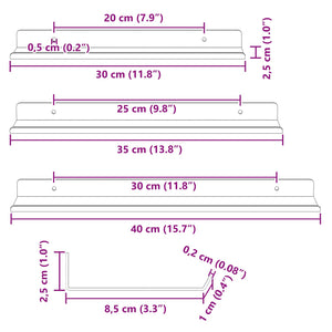 Ράφι Τοίχου με ράφι Επιτοίχιο 3 pcs Μαύρο 80 x 18 x 2.5 εκ - Pakobazaar