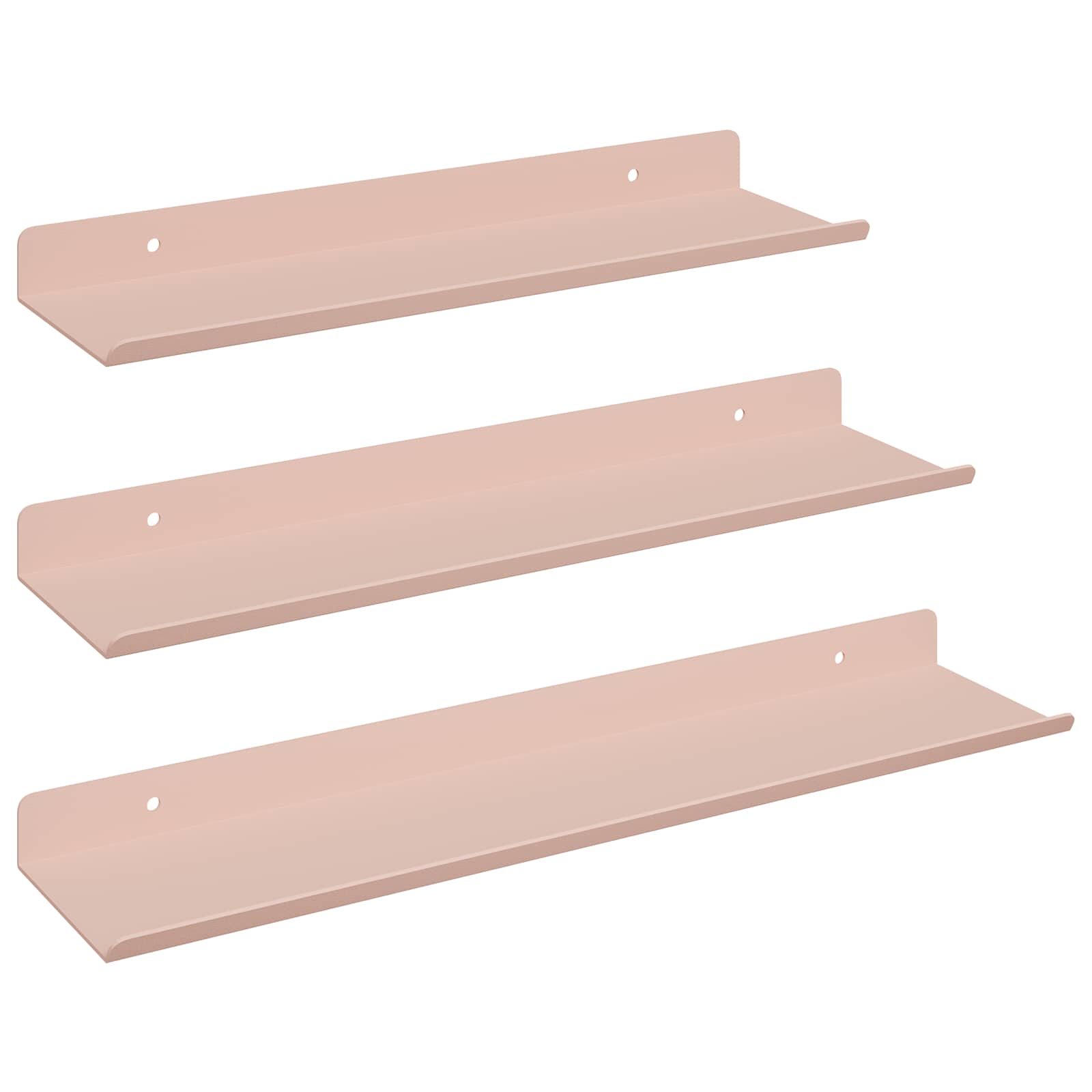 Πλωτό ράφι Επιτοίχιο 3 pcs Ροζ 40 x 9 x 2,5 εκ Ατσάλι