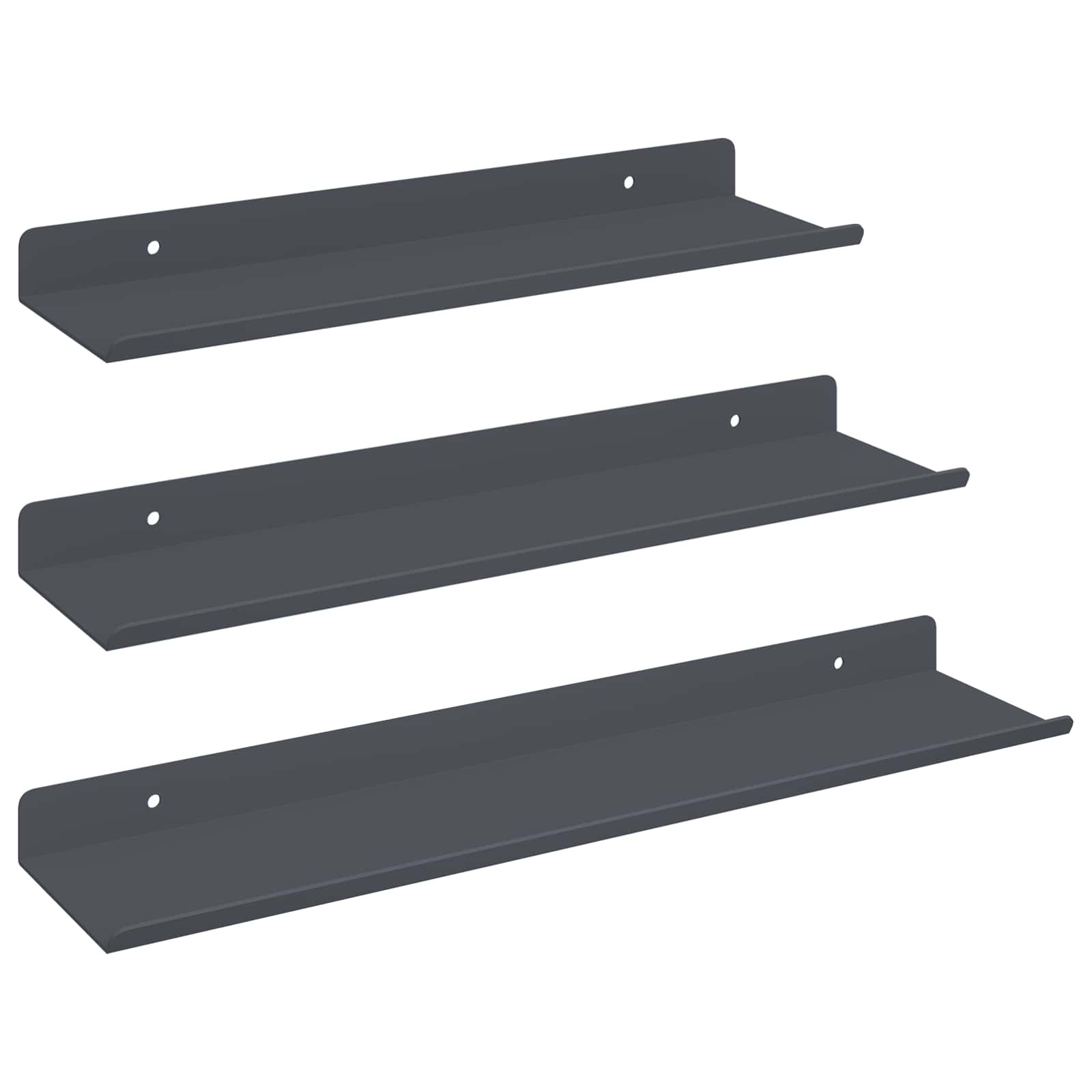 Πλωτό ράφι Επιτοίχιο 3 pcs Ανθρακί 40 x 9 x 2,5 εκ Ατσάλι