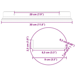 Πλωτό ράφι 4 τμχ. Μαύρο 30 x 9 x 2,5 εκ Ατσάλι - Pakobazaar