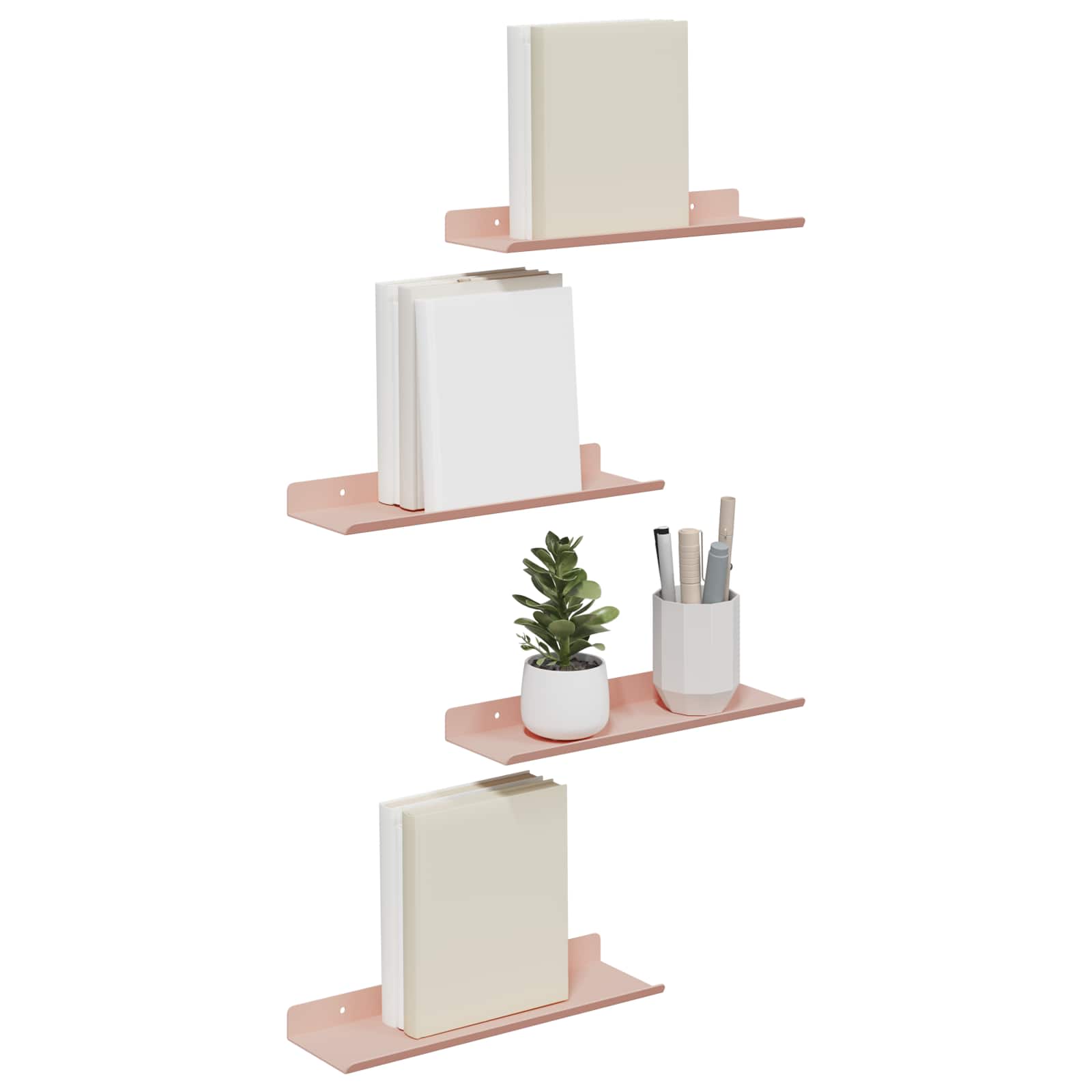 Πλωτό ράφι Επιτοίχιο 4 pcs Ροζ 30 x 9 x 2,5 εκ Ατσάλι