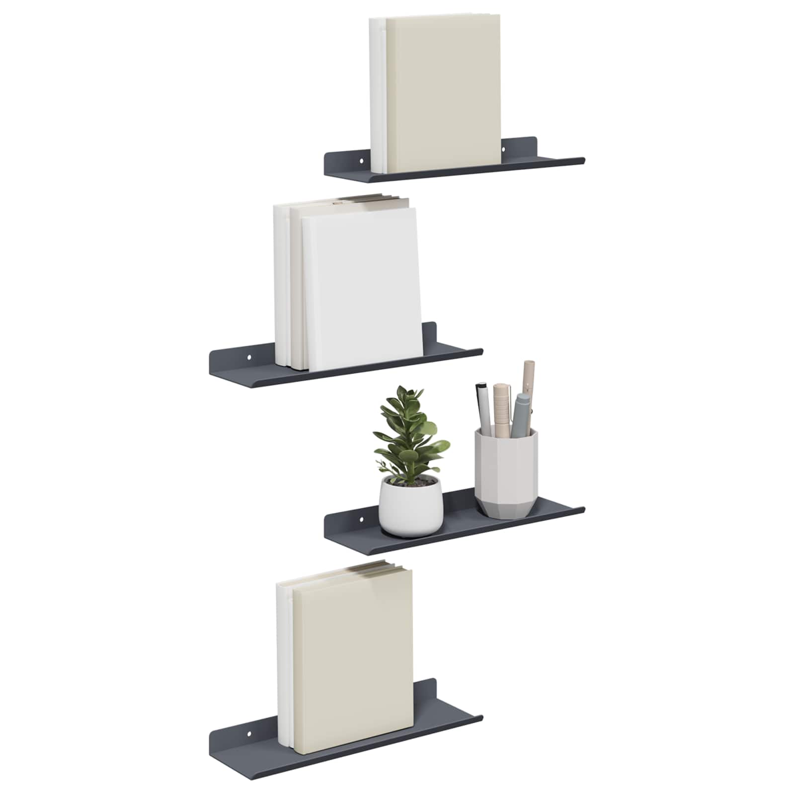 Πλωτό ράφι Επιτοίχιο 4 pcs Ανθρακί 30 x 9 x 2,5 εκ Ατσάλι