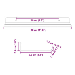 Πλωτό ράφι 4 τμχ. Ανθρακί 30 x 9 x 2,5 εκ Ατσάλι