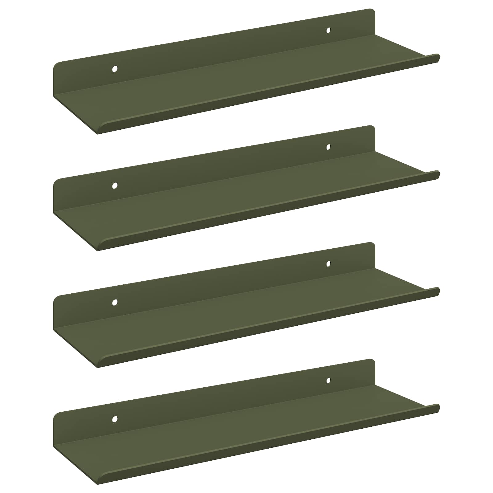 Πλωτό ράφι Επιτοίχιο 4 pcs Ελιά Πράσινη 30 x 9 x 2,5 εκ Ατσάλι