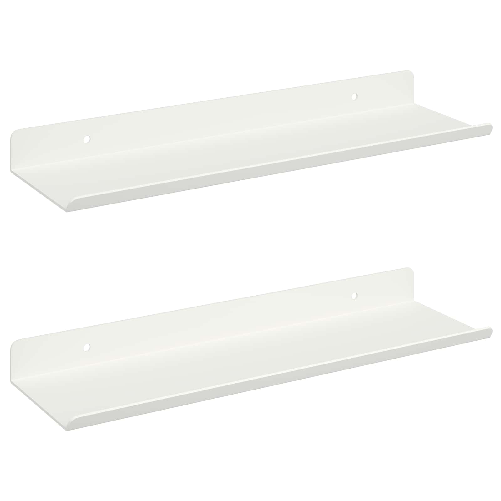 Πλωτό ράφι Επιτοίχιο 2 pcs Λευκός 30 x 9 x 2,5 εκ Ατσάλι