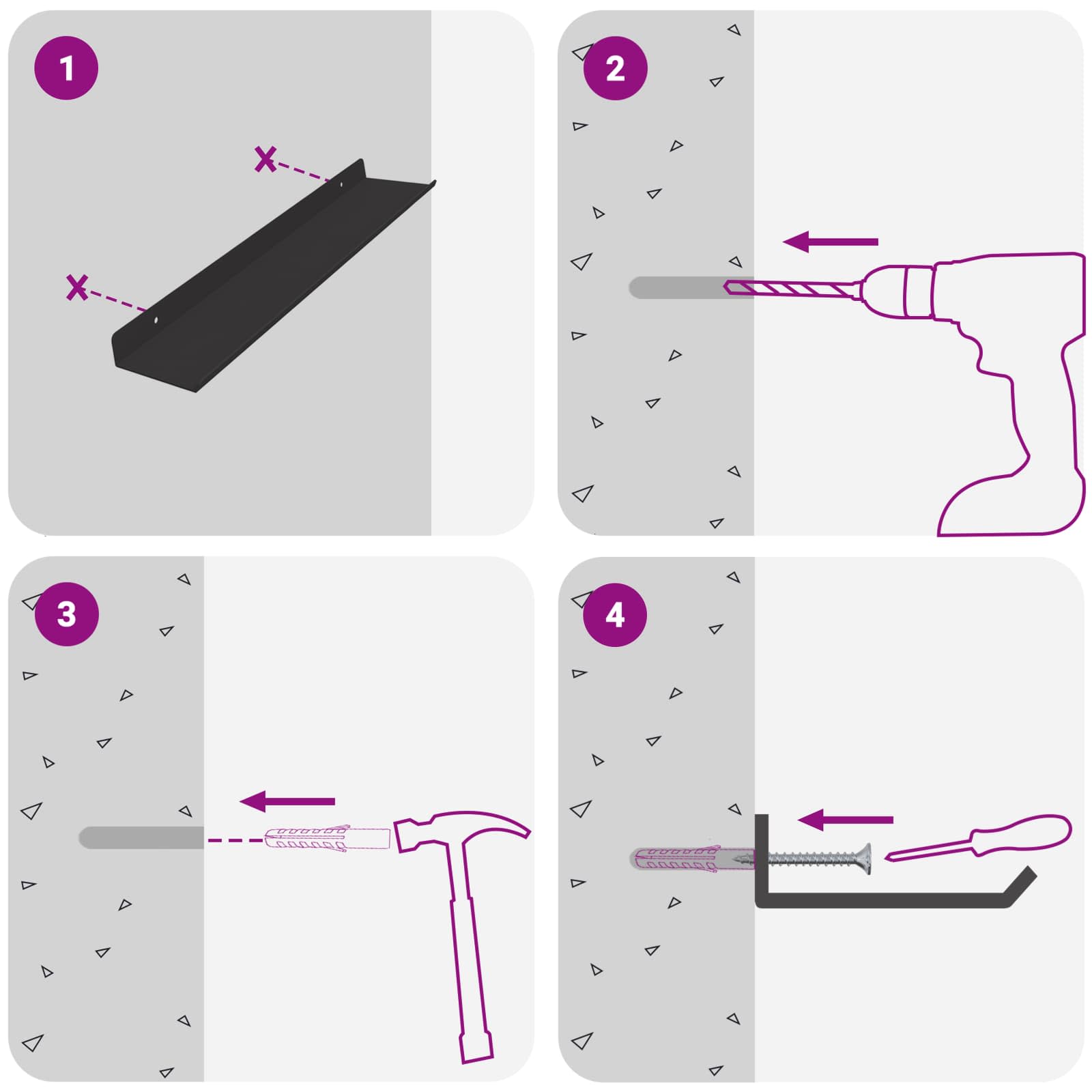 Ράφι Τοίχου με ράφι Επιτοίχιο 2 pcs Μαύρο 40 x 8,5 x 2,5 εκ - Pakobazaar