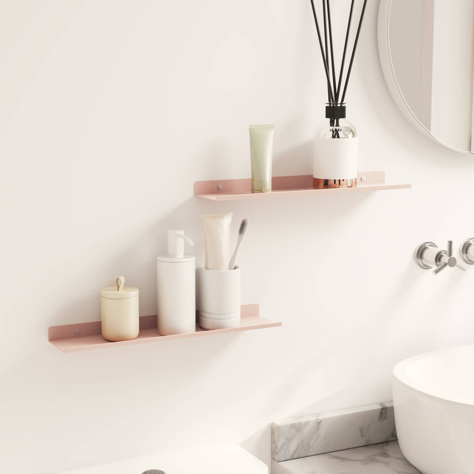 Πλωτό ράφι Επιτοίχιο 2 pcs Ροζ 40 x 9 x 2,5 εκ Ατσάλι