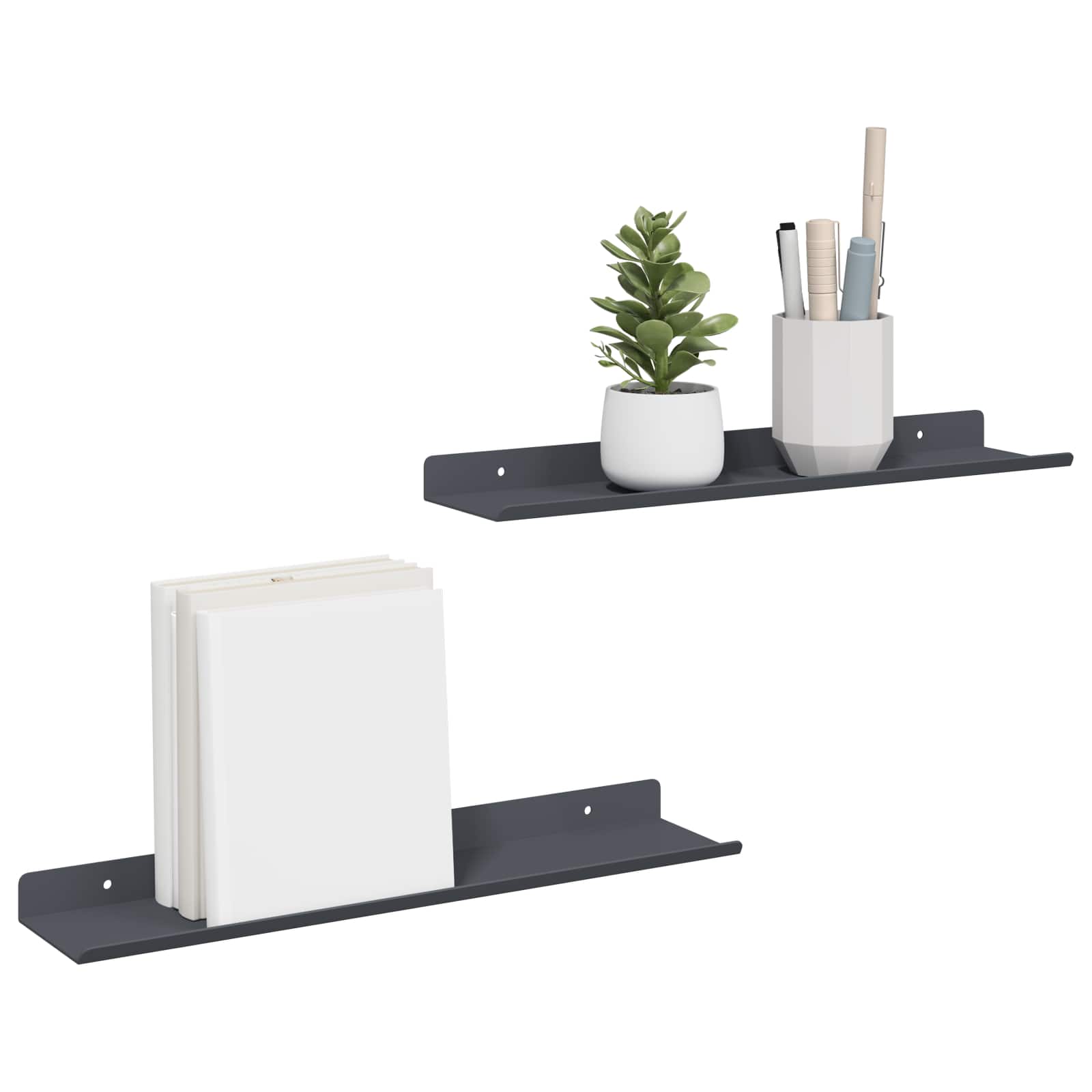 Πλωτό ράφι Επιτοίχιο 2 pcs Ανθρακί 40 x 8,5 x 2,5 εκ Ατσάλι