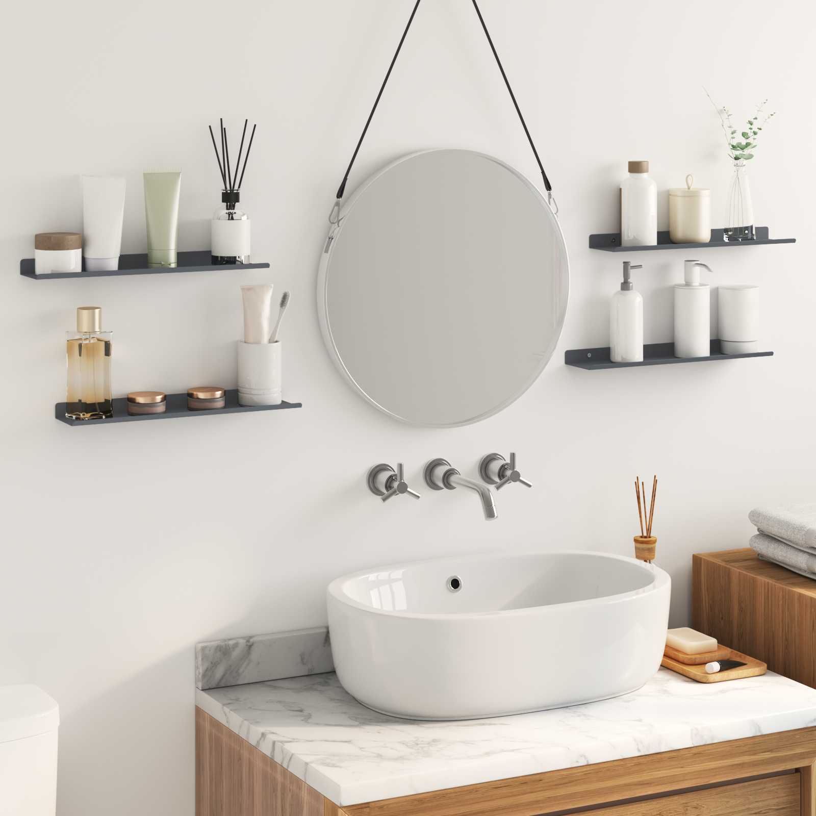 Πλωτό ράφι Επιτοίχιο 4 pcs Ανθρακί 40 x 9 x 2,5 εκ Ατσάλι