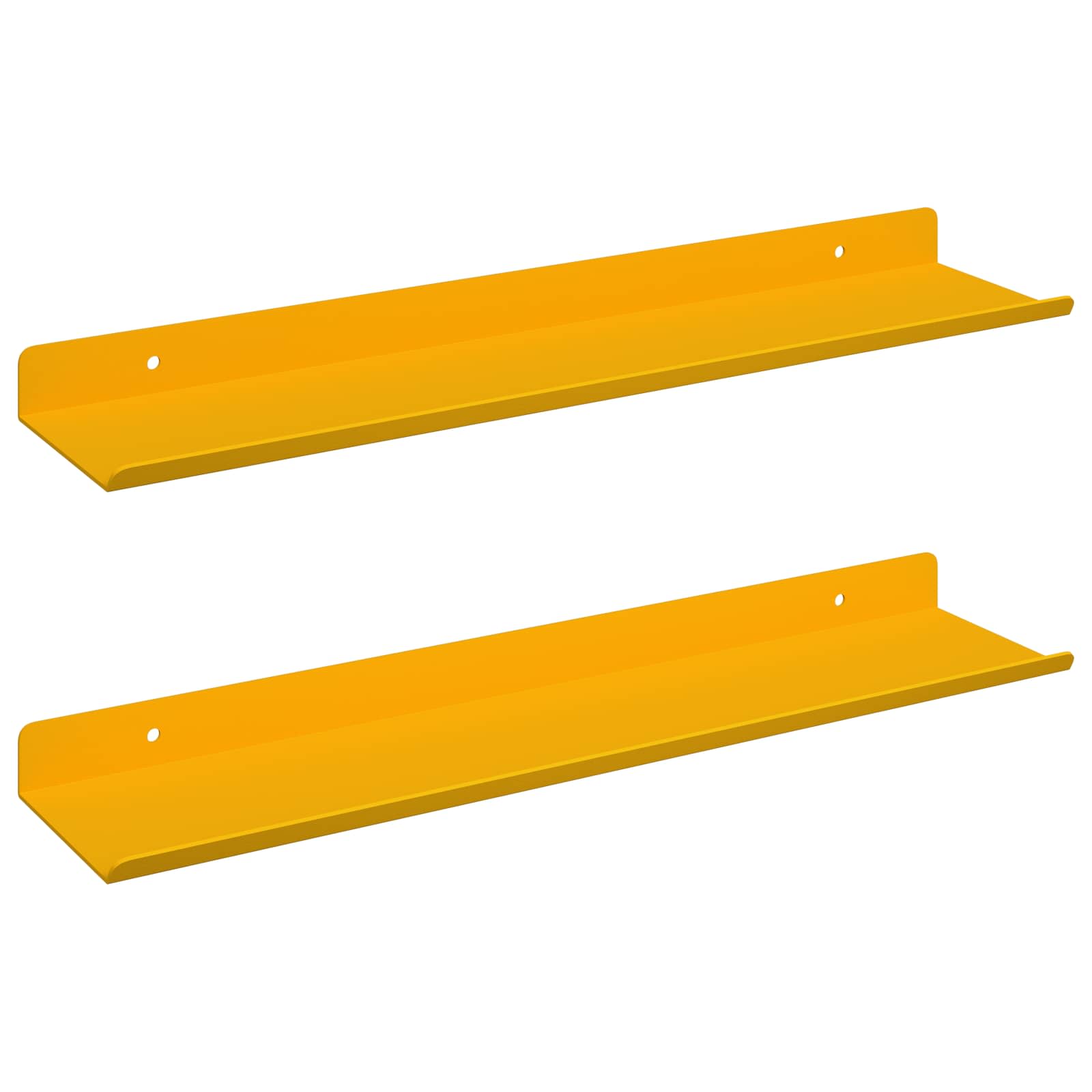 Πλωτό ράφι 2 pcs Χαμομηλί κίτρινο 40 x 8,5 x 2,5 εκ Ατσάλι