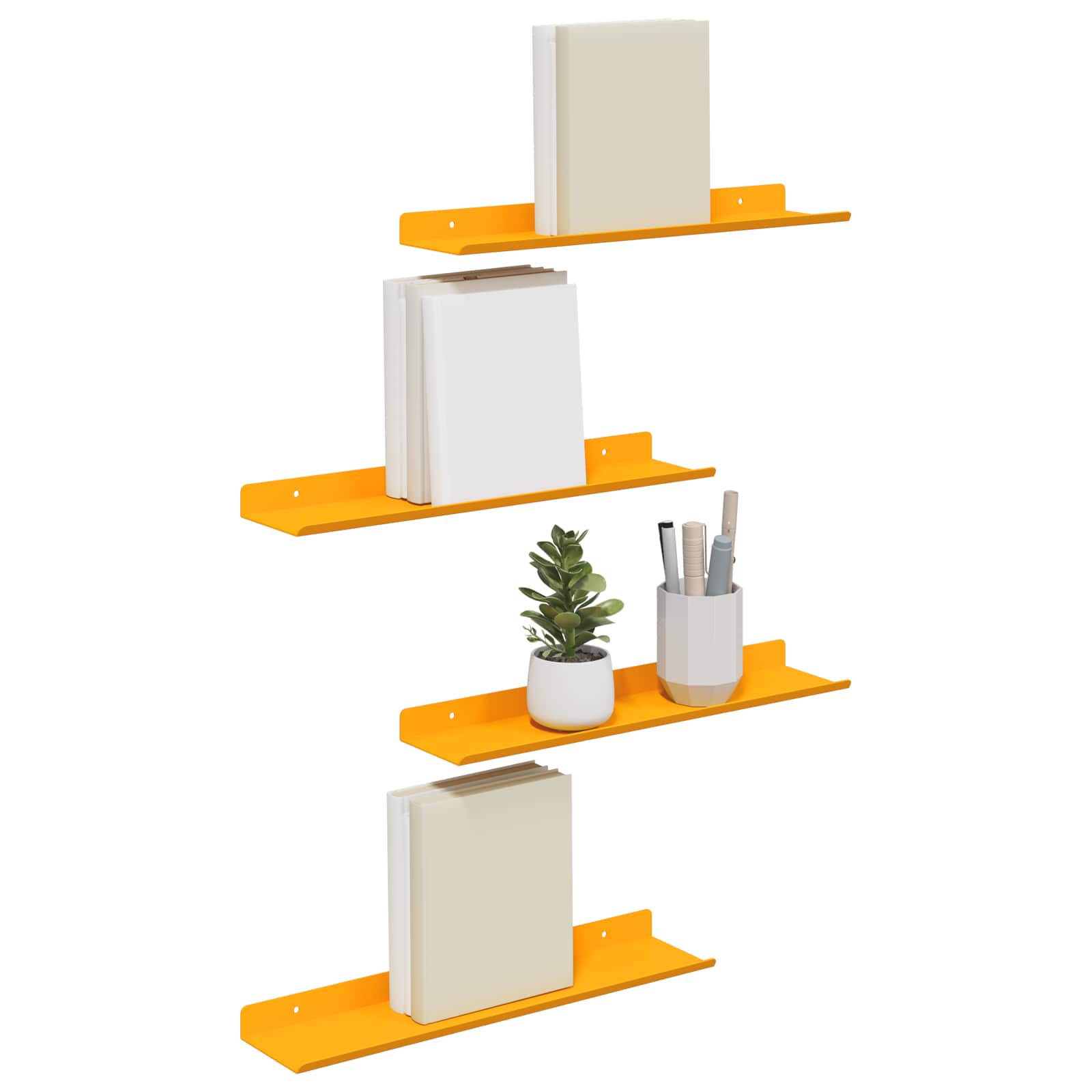 Πλωτό ράφι 4 pcs Χαμομηλί κίτρινο 40 x 8,5 x 2,5 εκ Ατσάλι