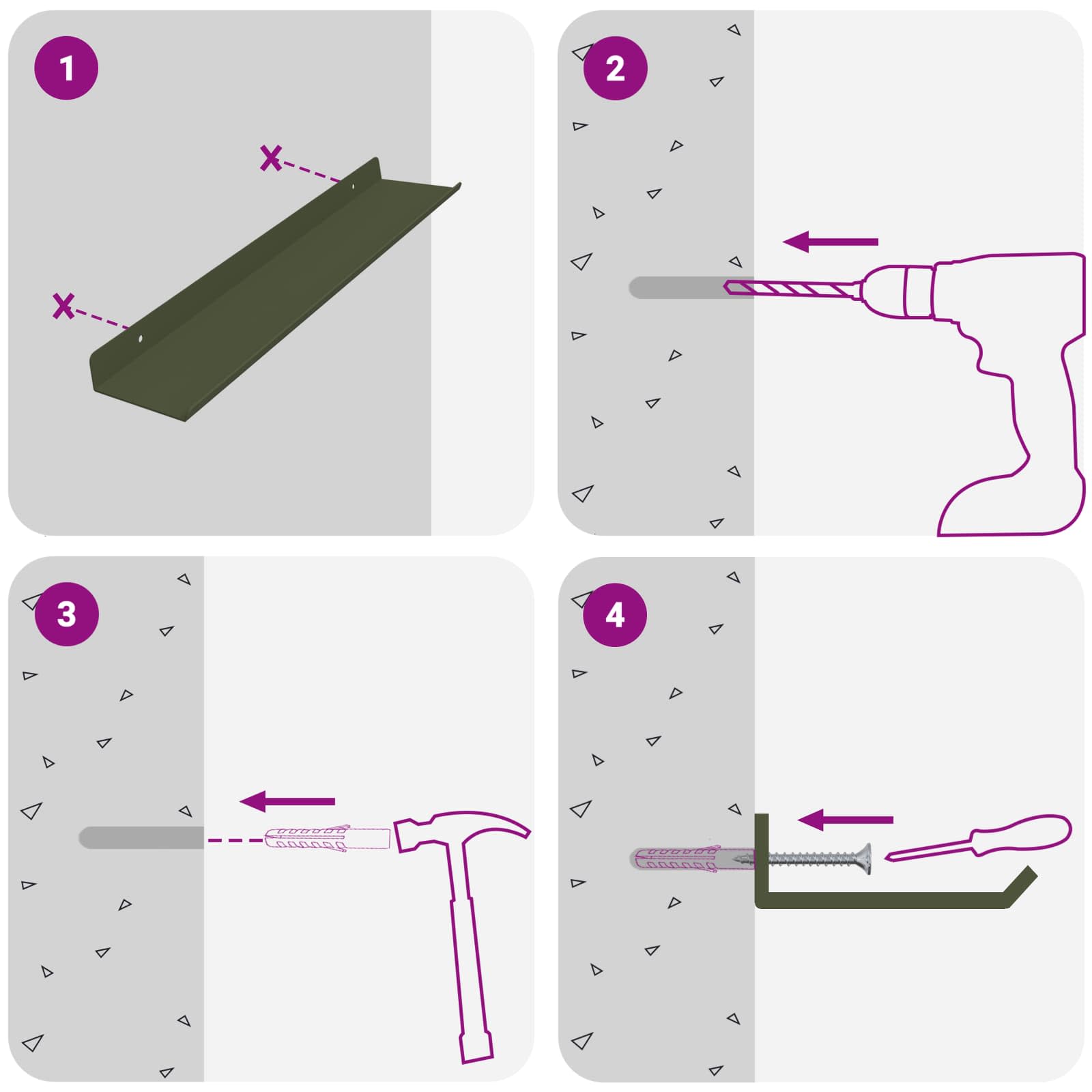 Πλωτό ράφι Επιτοίχιο 4 pcs Ελιά Πράσινη 40 x 9 x 2,5 εκ Ατσάλι