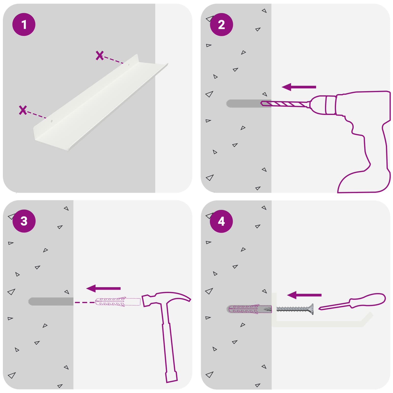 Πλωτό ράφι Επιτοίχιο 2 pcs Λευκός 40 x 9 x 2,5 εκ Ατσάλι