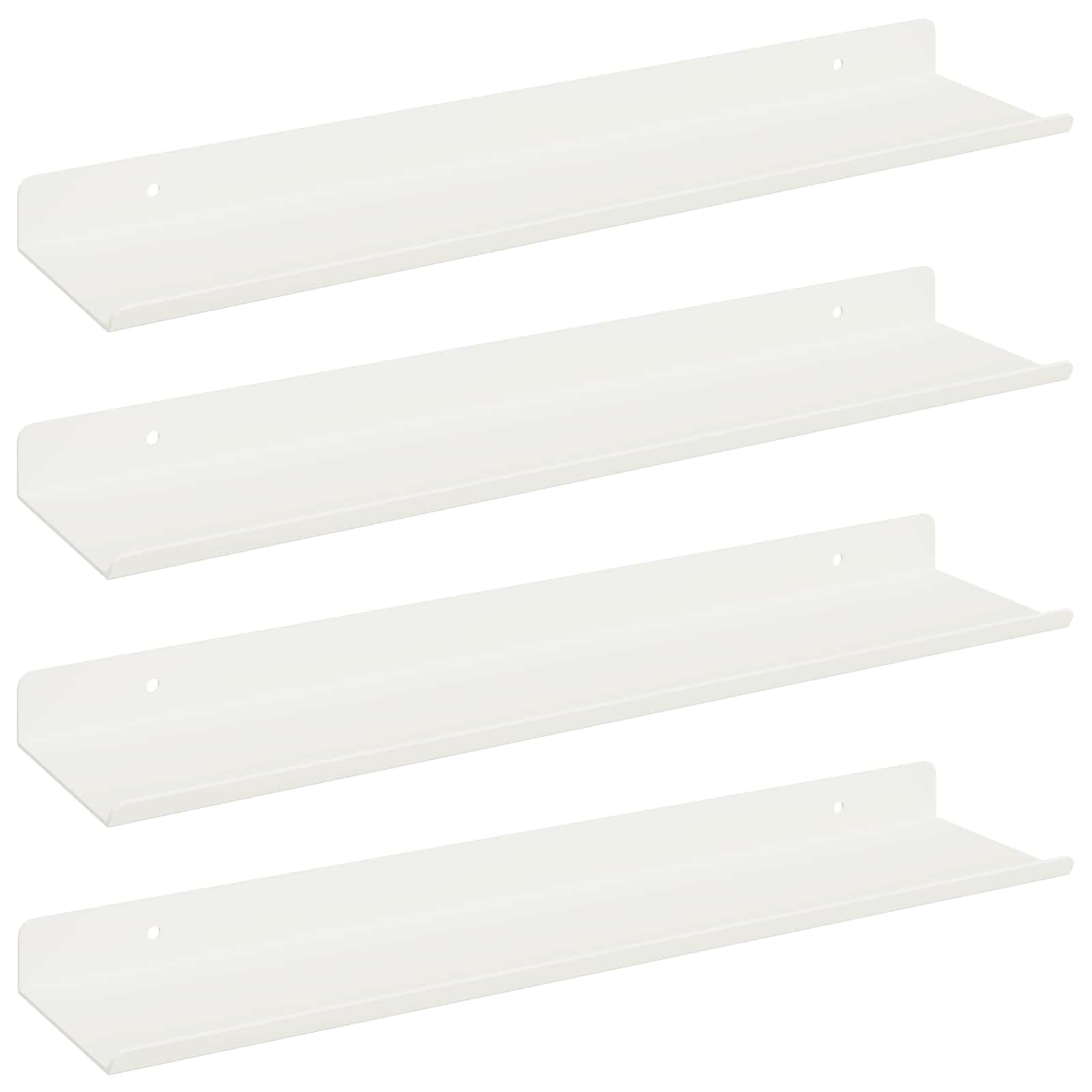 Πλωτό ράφι Επιτοίχιο 4 pcs Λευκός 40 x 8,5 x 2,5 εκ Ατσάλι