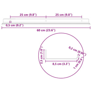 Πλωτό ράφι 4 τμχ. Μαύρο 60 x 8,5 x 2,5 εκ Ατσάλι