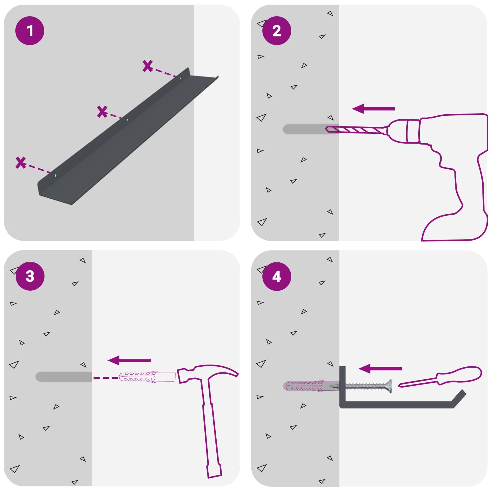 Πλωτό ράφι Επιτοίχιο 2 pcs Ανθρακί 60 x 9 x 2,5 εκ Ατσάλι