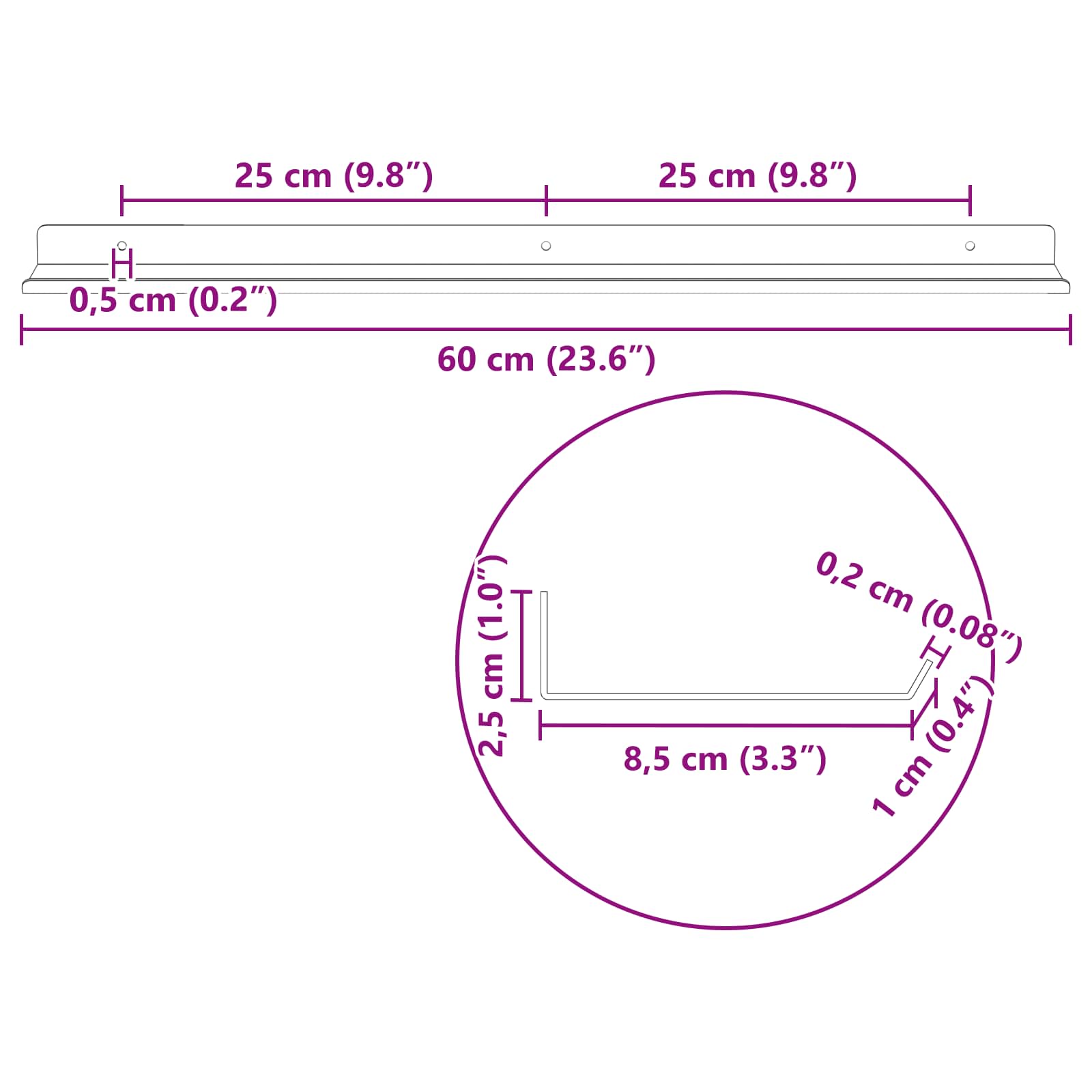 Πλωτό ράφι Επιτοίχιο 2 pcs Ανθρακί 60 x 9 x 2,5 εκ Ατσάλι